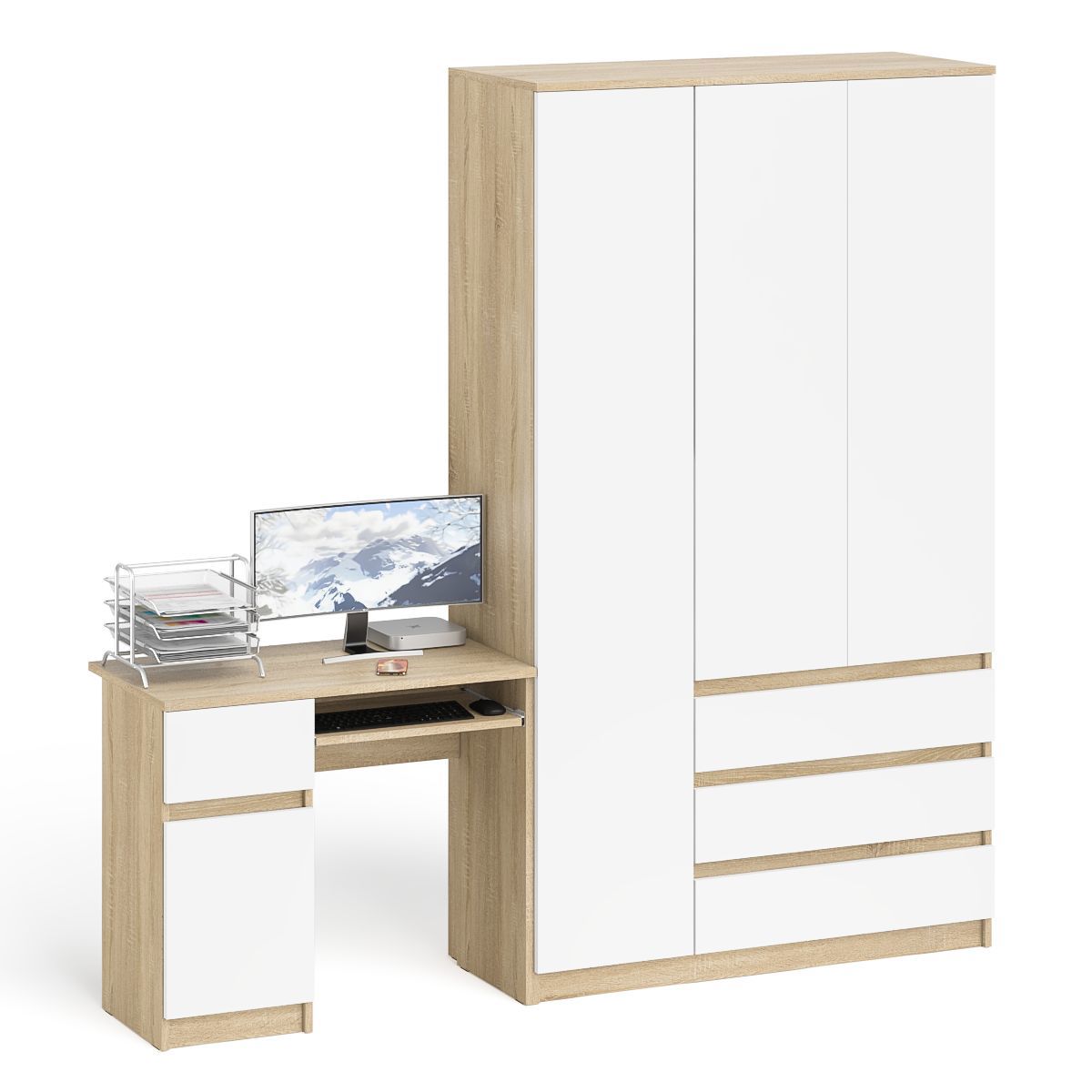 Изображение товара Стол компьютерный СВК Мори МС-1Л+МШ1200.1: левый стол с тумбой и шкафом-комодом