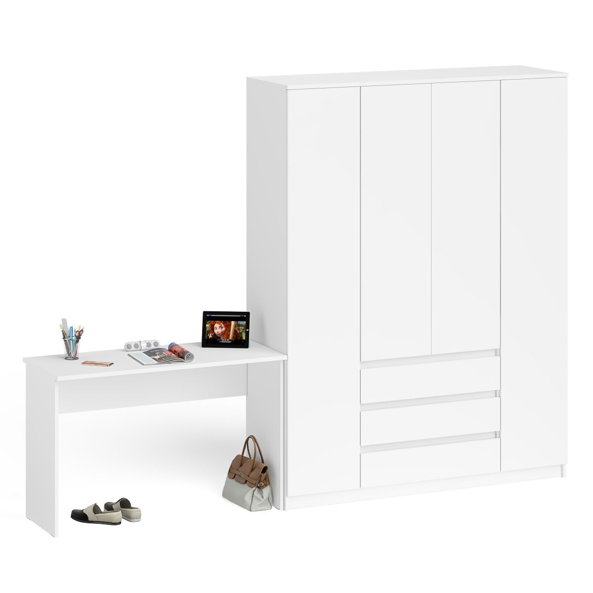 Изображение товара Стол письменный Свк Мори 280.8x209.6x50.4 см ЛДСП цвет белый