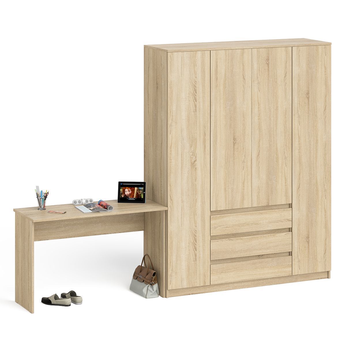 Изображение товара Стол письменный Свк Мори 280.8x209.6x50.4 см ЛДСП цвет дуб сонома