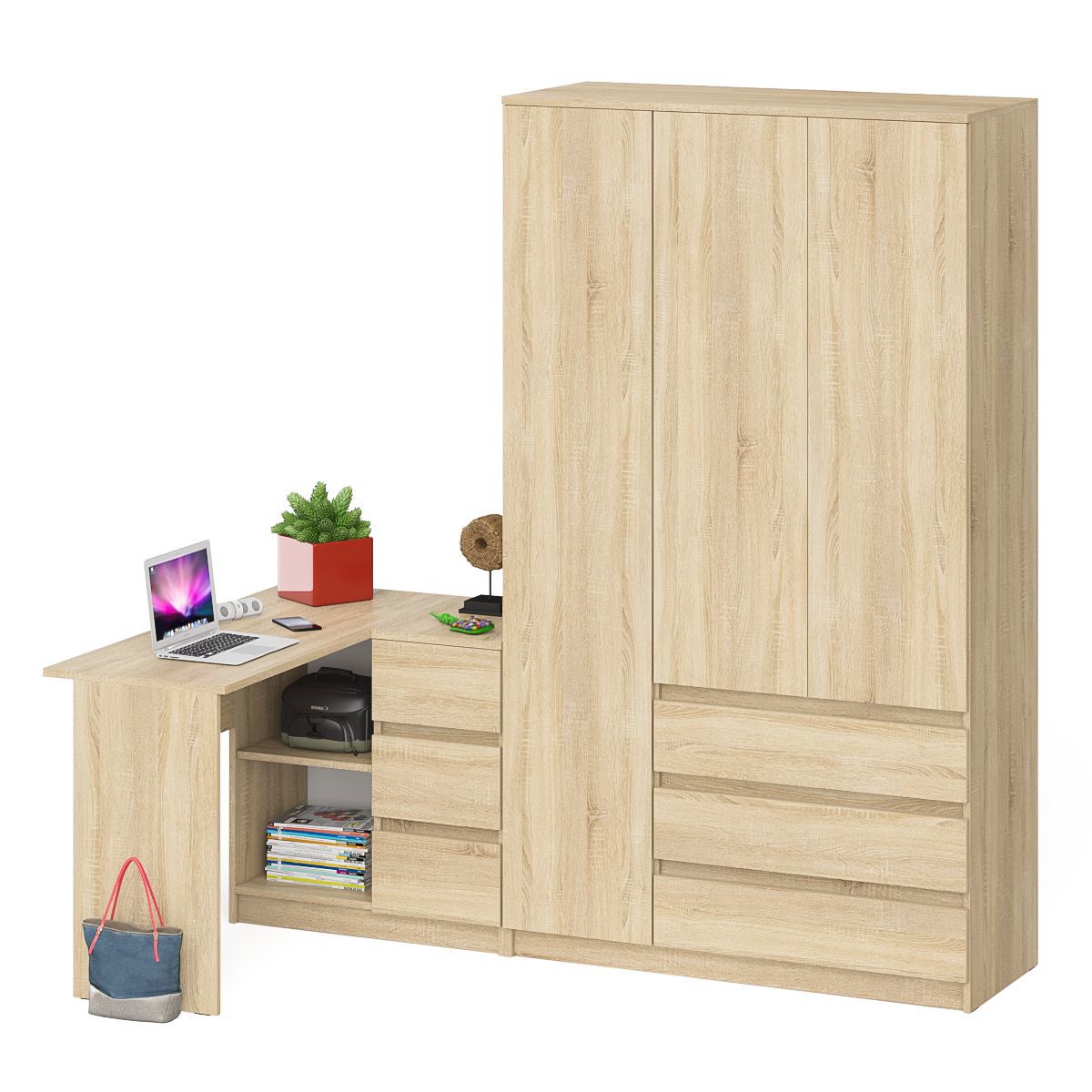 Изображение товара Стол компьютерный МС-16П+МШ1200.1 СВК — угловой комплект правый, дуб сонома