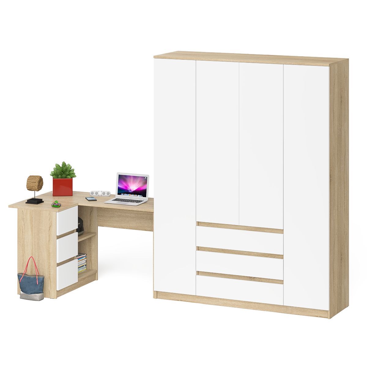 Изображение товара Компьютерный стол СВК Мори МС-16Л+МШ1600.1 — левый тумба, шкаф-комод, ЛДСП 16 мм