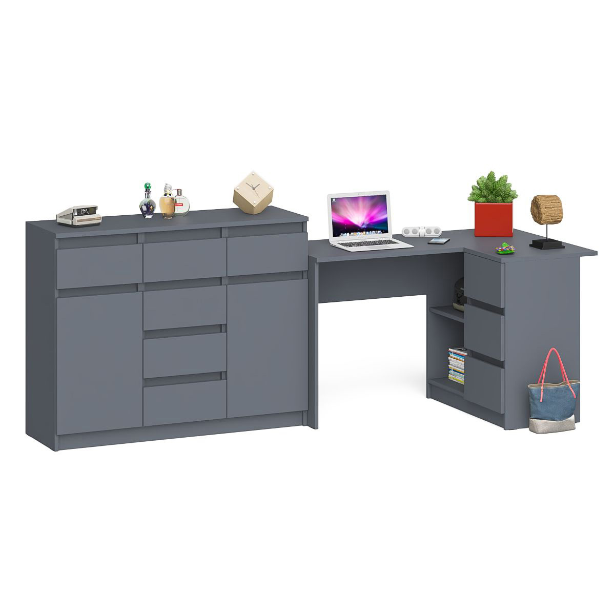 Изображение товара Стол компьютерный Свк Мори 16П 244.8x94x84.9 см ЛДСП цвет графит