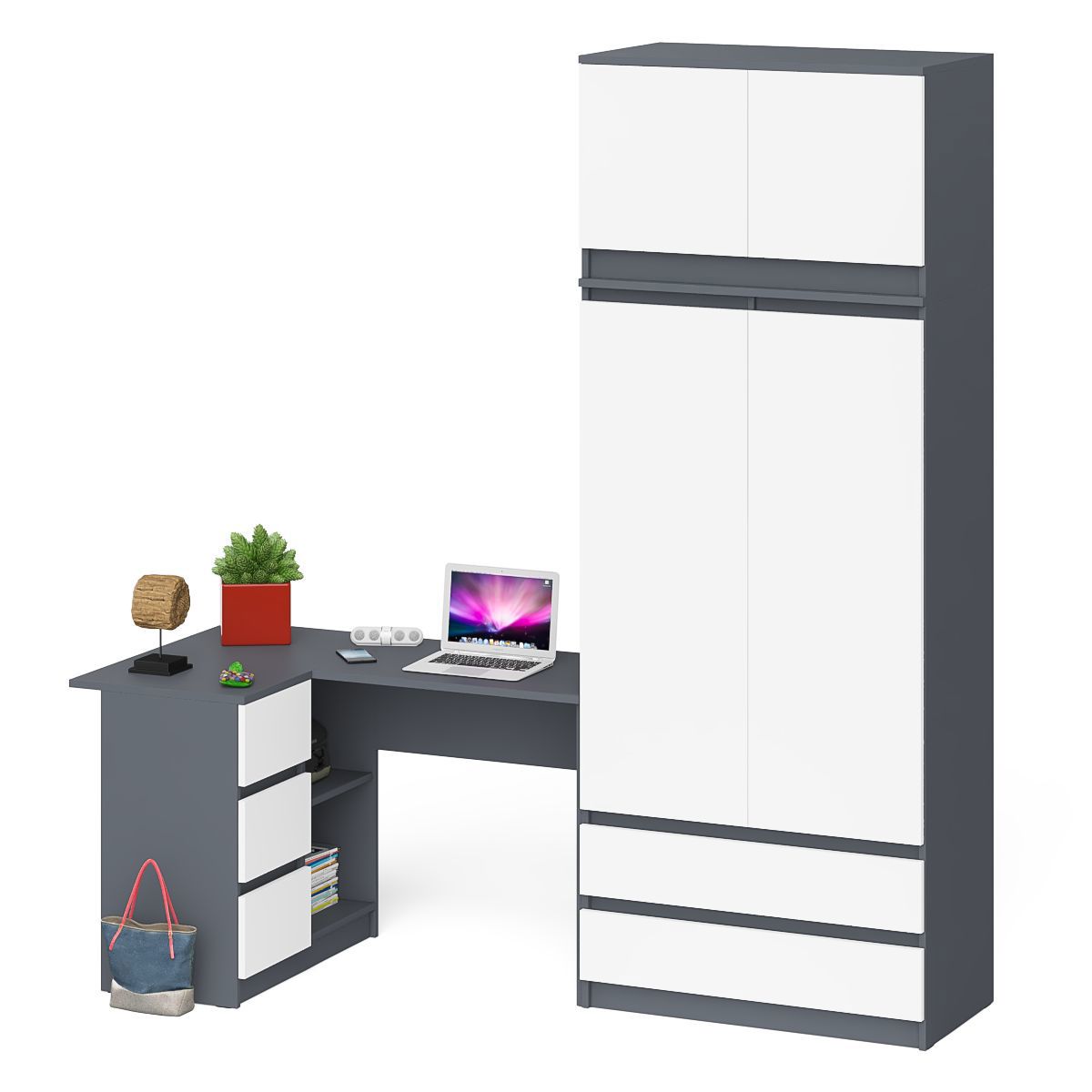 Изображение товара Компьютерный стол СВК Мори МС-16Л+МШ900.1+МА900.1 с угловым столом и антресолью