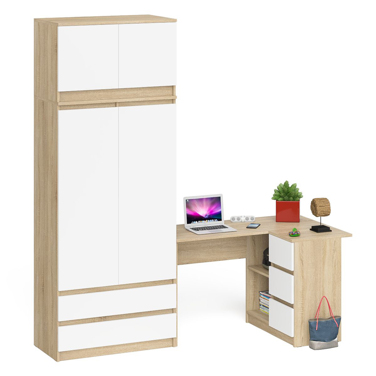 Изображение товара Стол компьютерный Свк Мори 16П 214.8x209.6x84.9 см ЛДСП цвет дуб сонома/белый