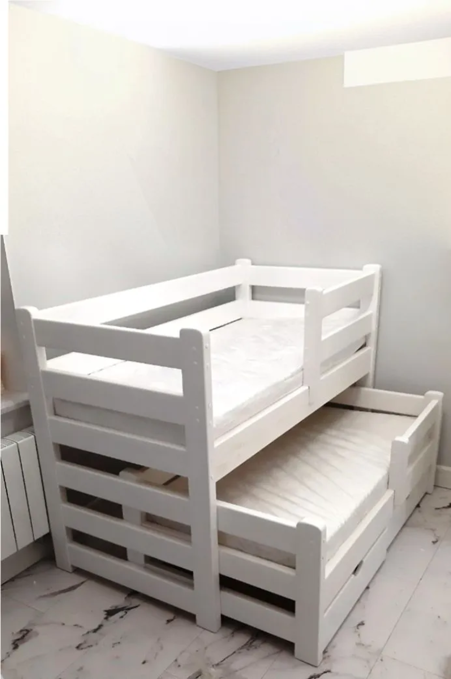 Изображение товара Кровать двухъярусная Экомассив 80x160 см дерево цвет белый