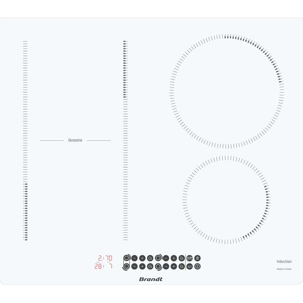 Изображение товара Индукционная варочная панель Brandt BPI164DUW 58 см 4 конфорки цвет белый