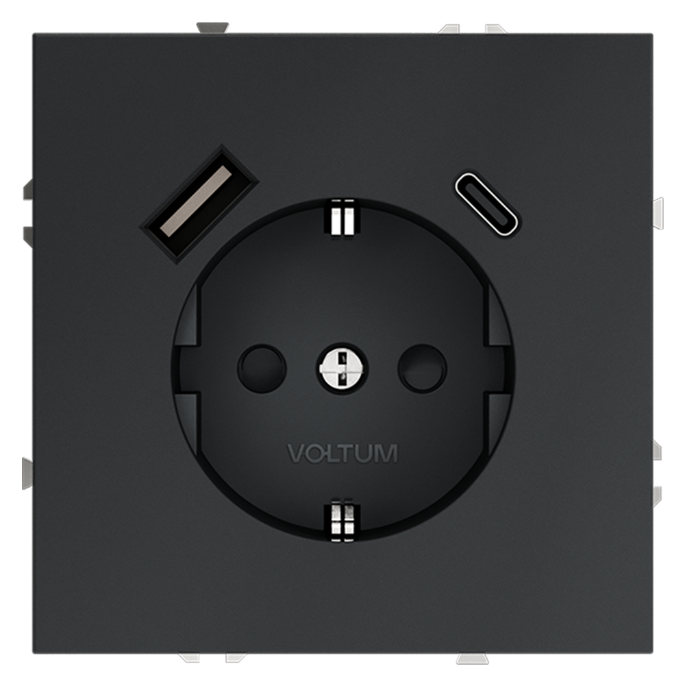 Изображение товара Розетка USB встраиваемая Voltum S70 VLS040507 с заземлением цвет графит Изображение товара Розетка USB встраиваемая Voltum S70 VLS040507 с заземлением цвет графит