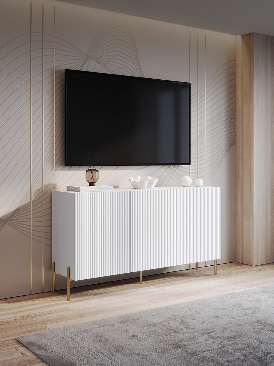 Изображение товара Комод Puzzlemebel Селлин 150x40 см белый мрамор для телевизора