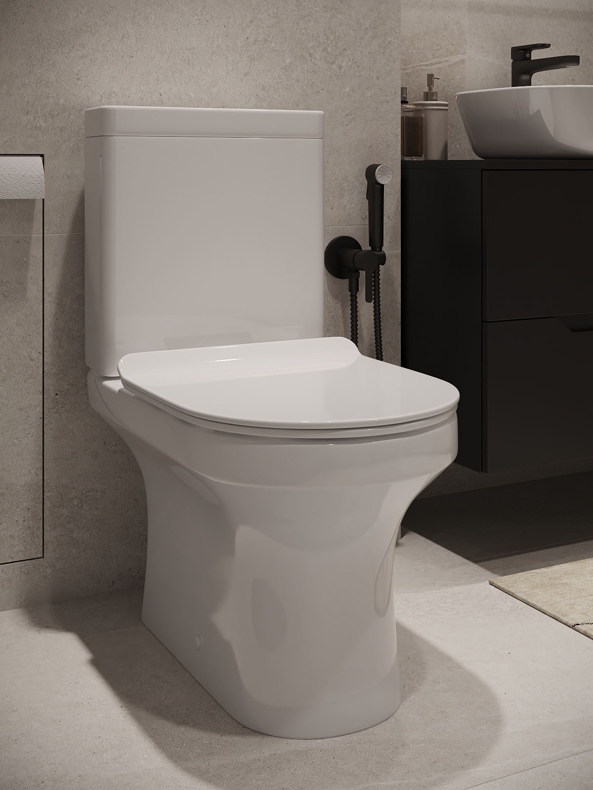 Изображение товара Унитаз-компакт безободковый Topline Top040 с горизонтальным выпуском качественный санфарфор