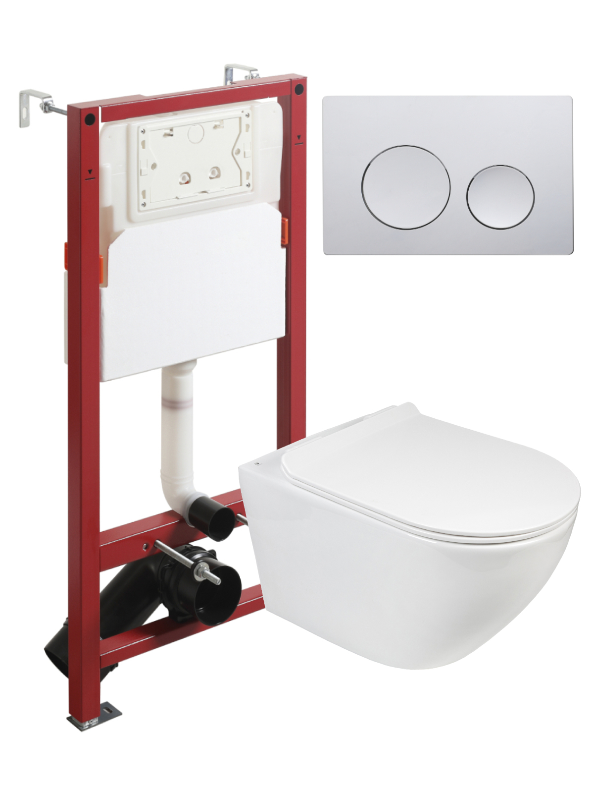Изображение товара Комплект инсталляция с унитазом Topline TLTI03100+TLPB100 цвет белый, кнопка хром