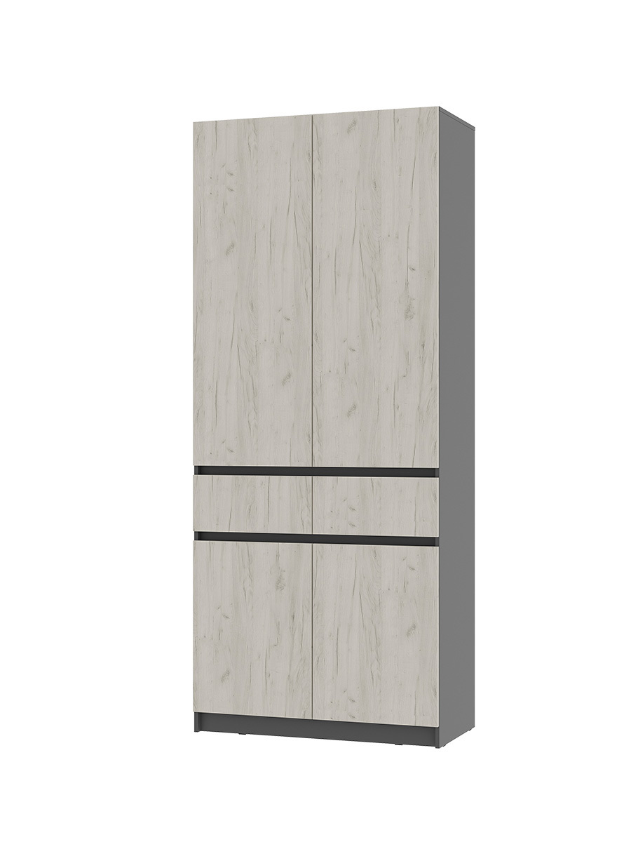 Изображение товара Шкаф распашной Bts Багира с 4 дверями 100.2x238.4x51 см ЛДСП цвет графит/крафт белый