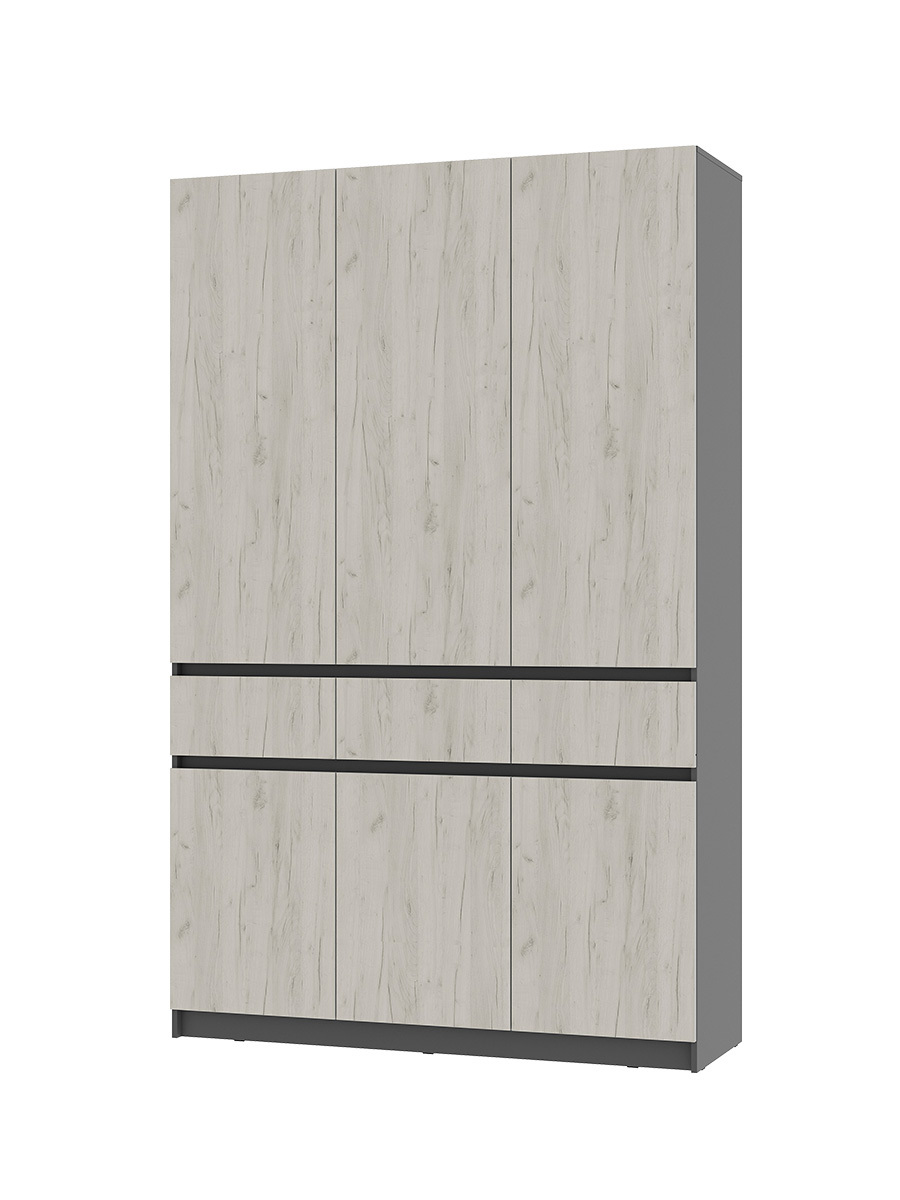 Изображение товара Шкаф распашной Bts Багира с 3 дверями 150.2x238.4x51 см ЛДСП цвет графит/крафт белый