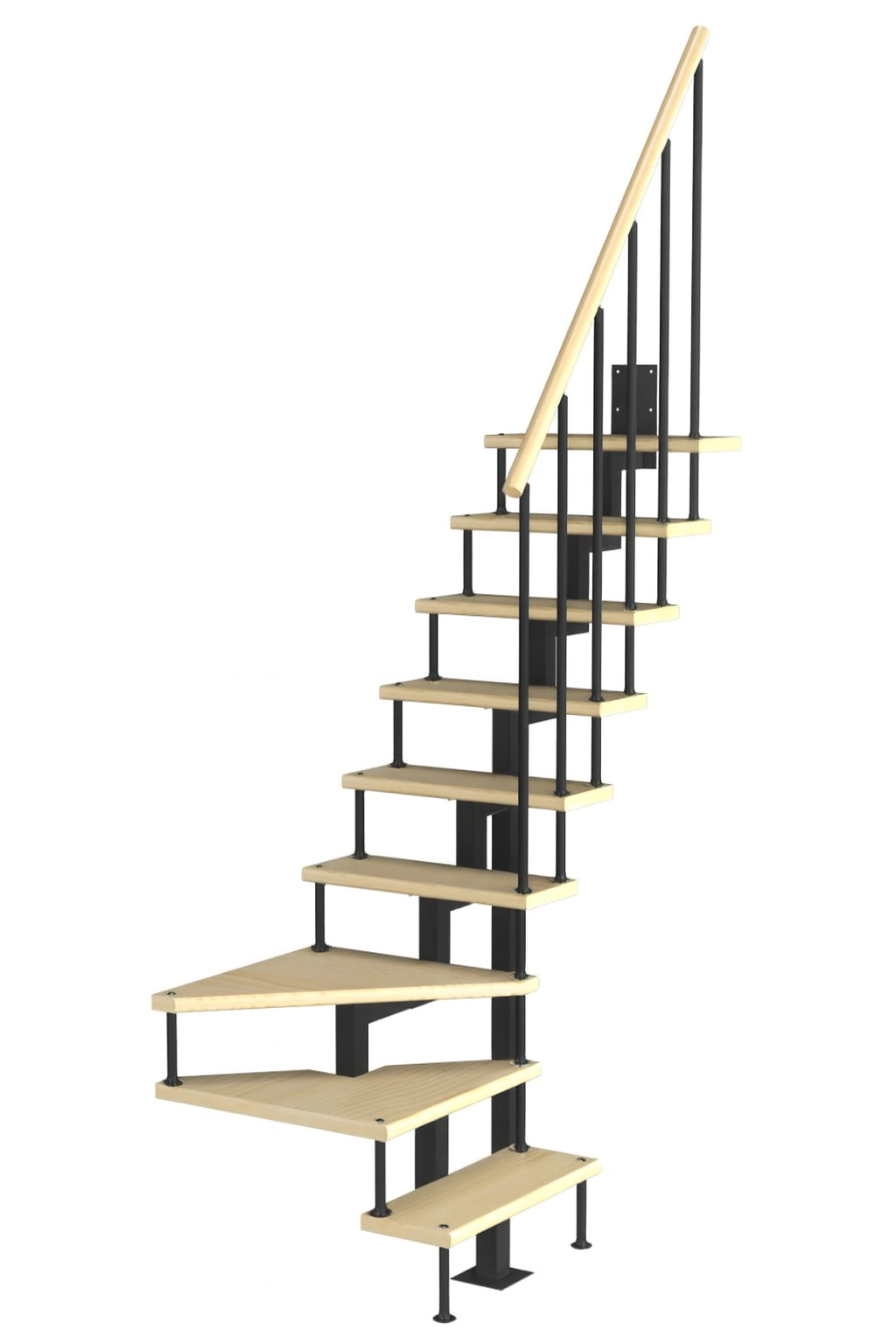 Изображение товара Лестница забежная ЛЕСЕНКА Компакт-Квадро 90° с деревянными ступенями