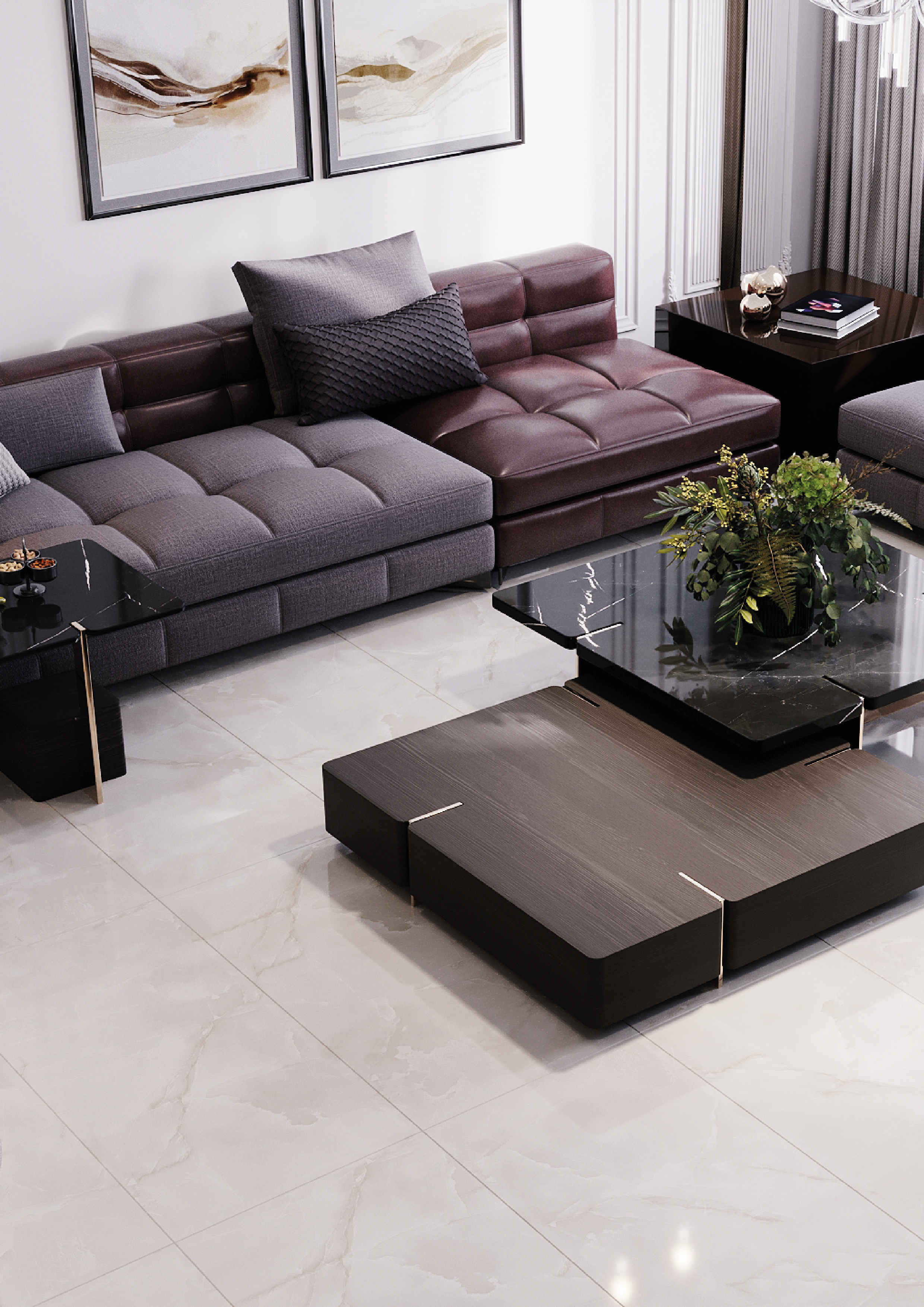 Изображение товара Керамогранит Kerald Sajalin Onyx Glossy 60x120см цвет серый/серебристый