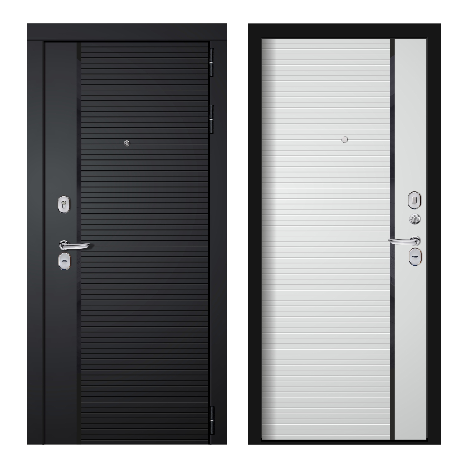 Изображение товара Входная дверь ДВЕРИ ГУД Румо 205x97 Левый Чёрный кварц-Белый софт