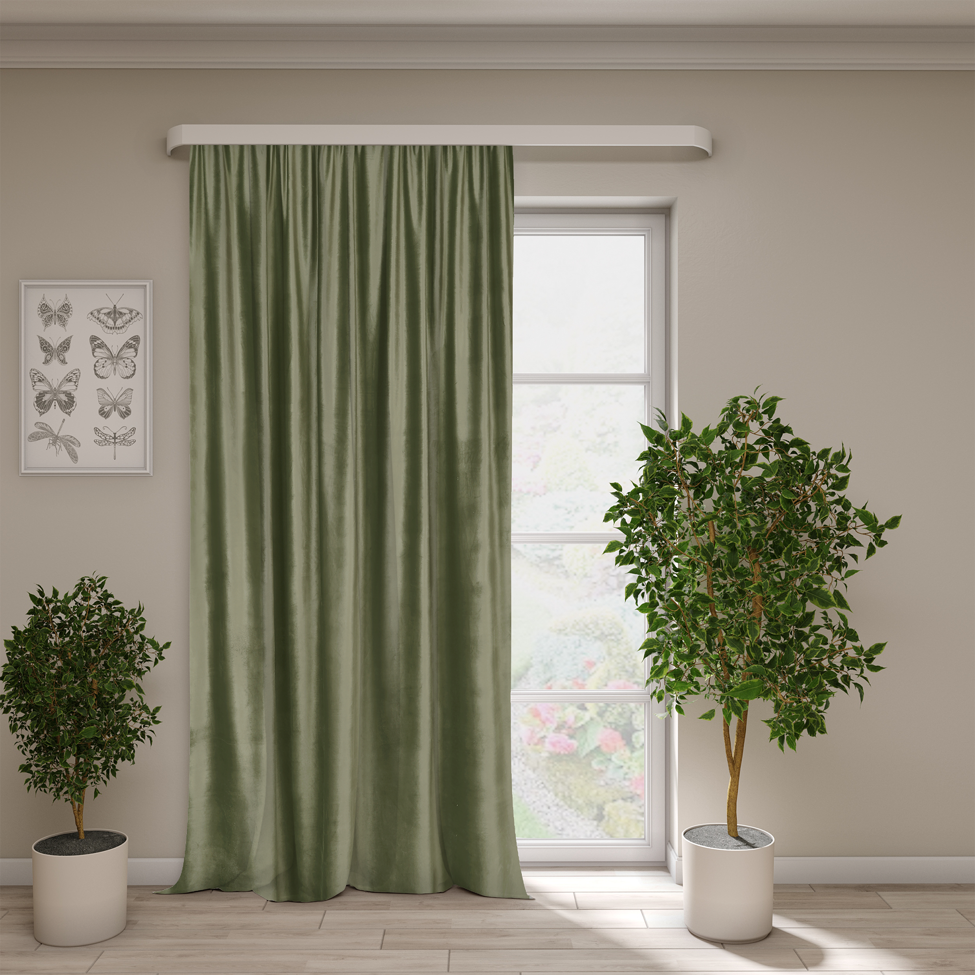 Изображение товара Штора Олива Зеленая бархат 200x280 см на шторной ленте