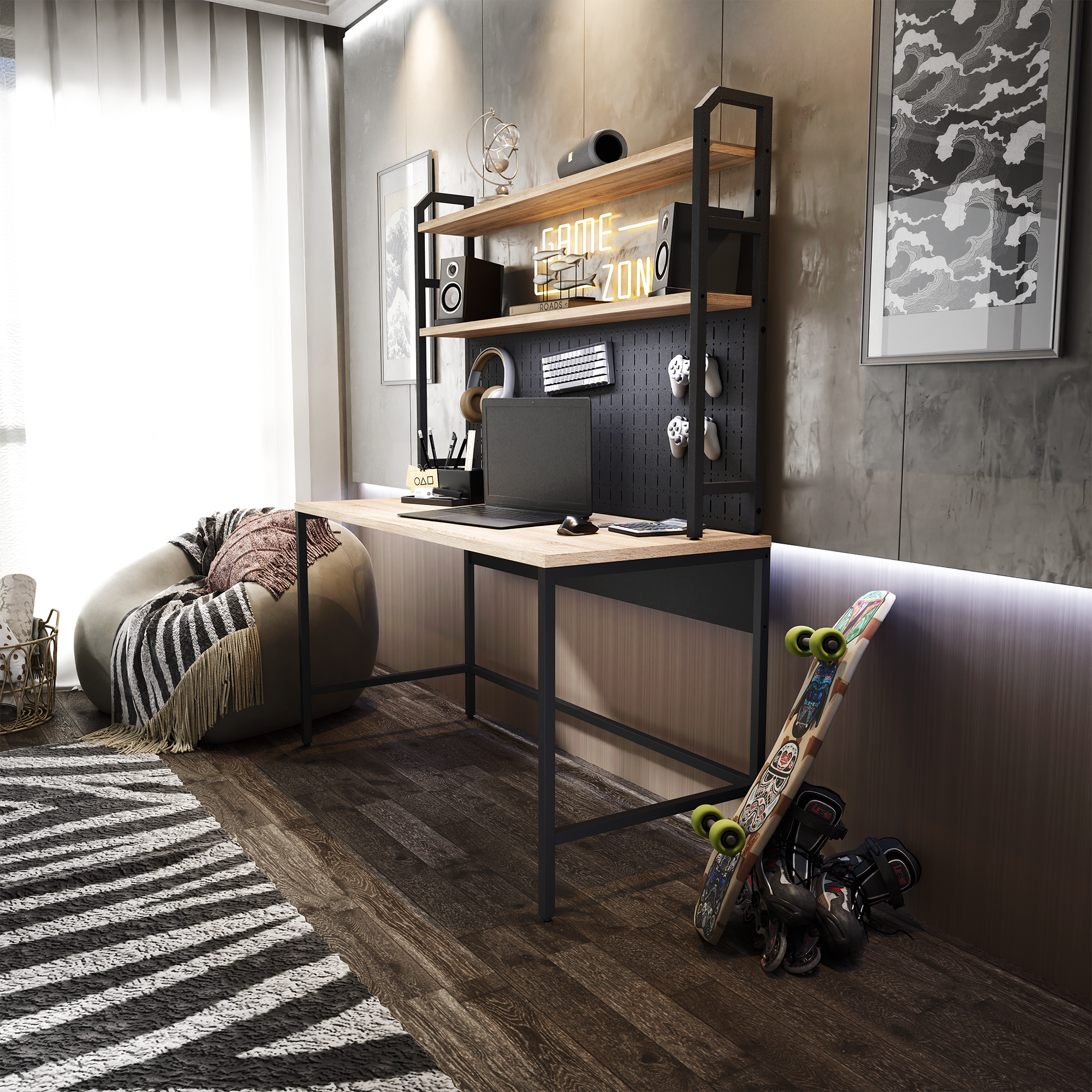 Изображение товара Стол офисный с полкой A1 Home Gross+Ws 120x75x60 см сталь цвет дуб сонома Изображение товара Стол офисный с полкой A1 Home Gross+Ws 120x75x60 см сталь цвет дуб сонома