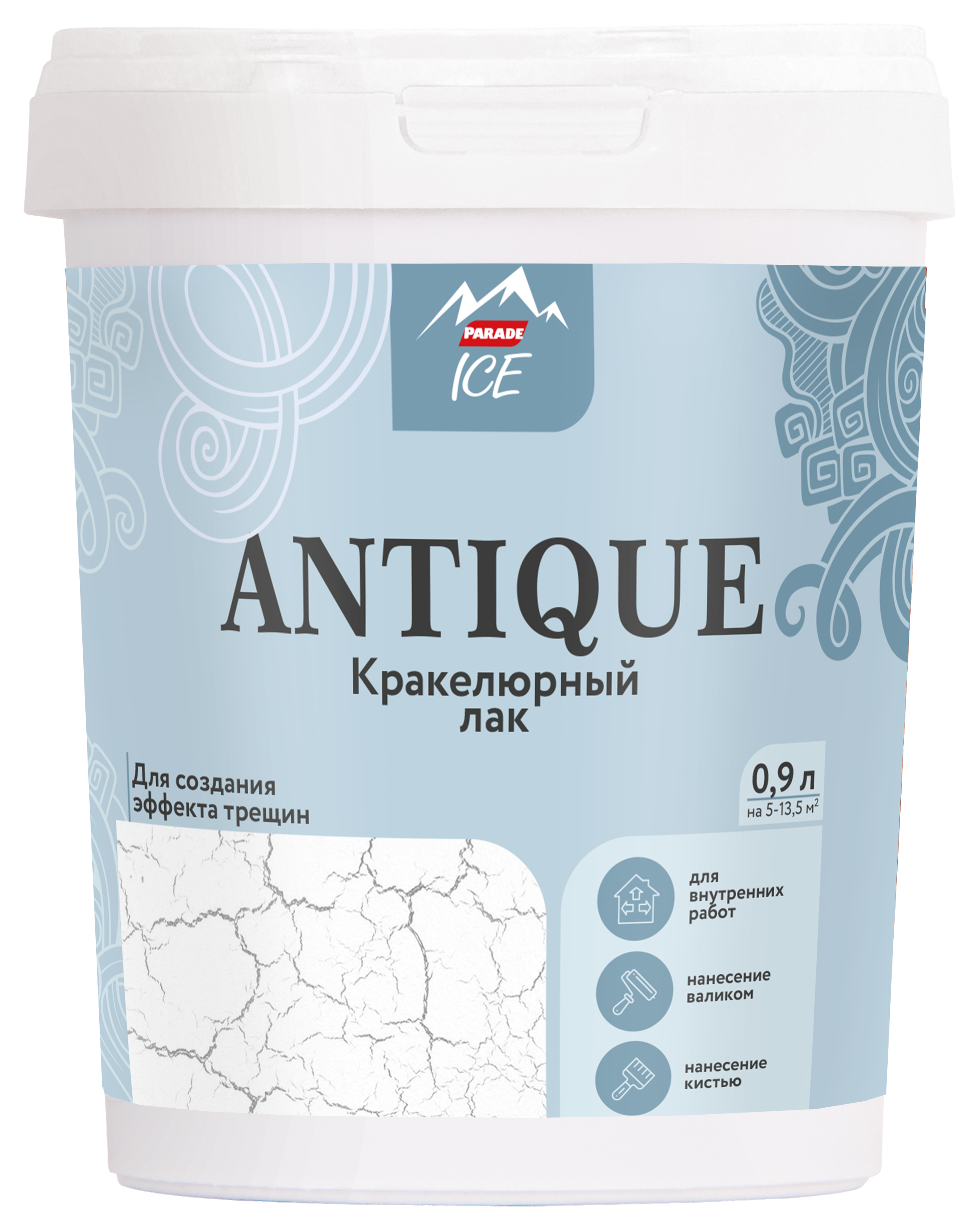 Изображение товара Декоративный лак кракелюр Parade Ice Antique 0,9 л для внутренней отделки