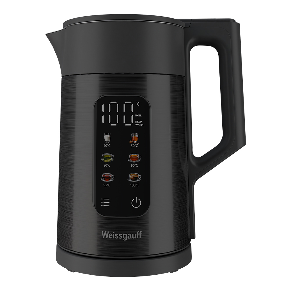 Изображение товара Электрический чайник 1.7 л Weissgauff wk 1560 Db Touch BodyCool нержавеющая сталь цвет черный Изображение товара Электрический чайник 1.7 л Weissgauff wk 1560 Db Touch BodyCool нержавеющая сталь цвет черный