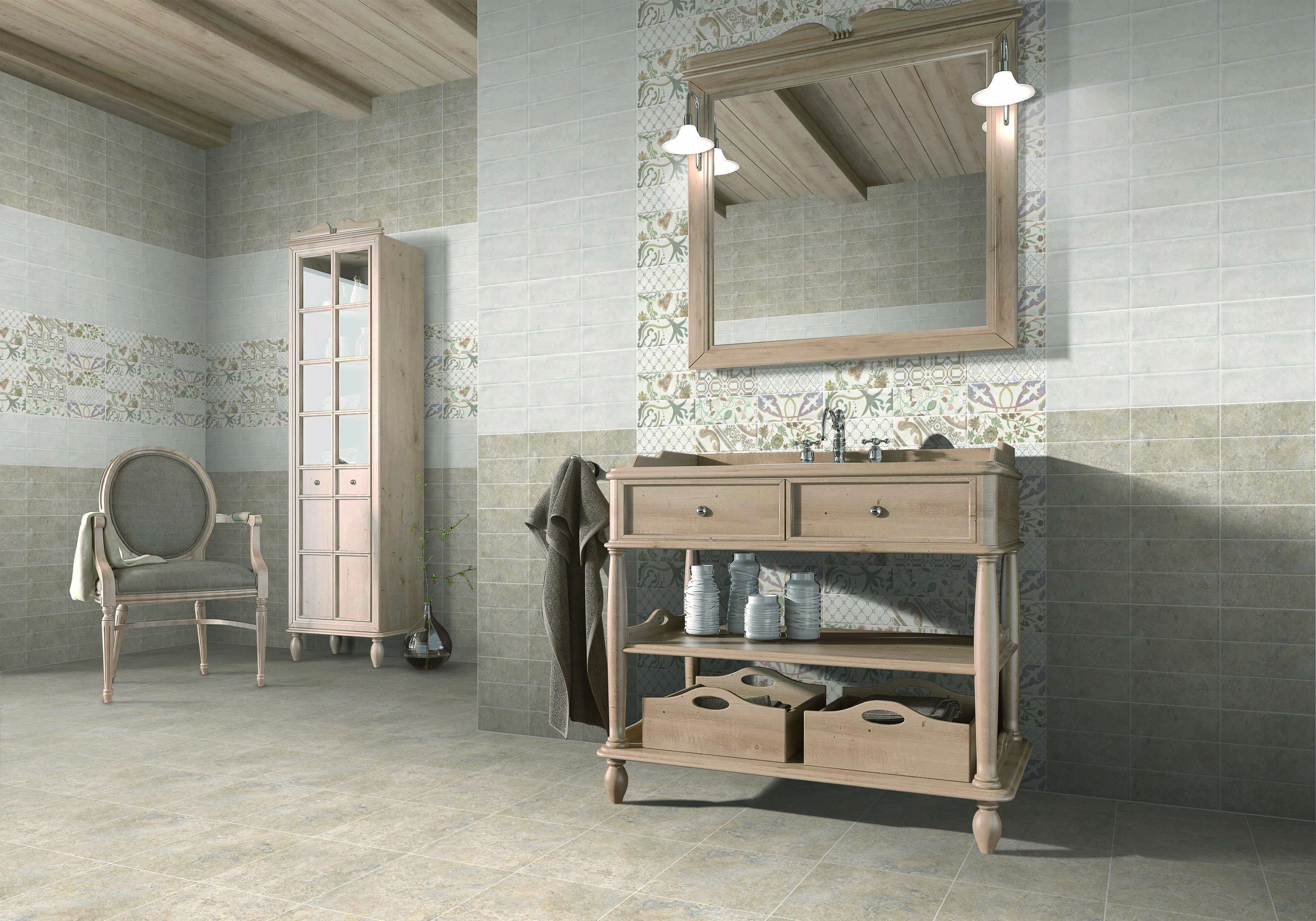 Изображение товара Керамическая плитка Sal Sapiente BRICKS JFP 27187 H 25x75 см бежевый с орнаментом