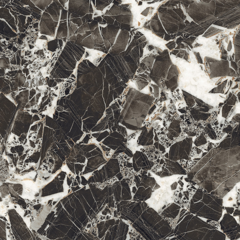 Изображение товара Керамогранит КЕРАМИН Нуар 60x60 см (чёрный с белым) — мраморный эффект