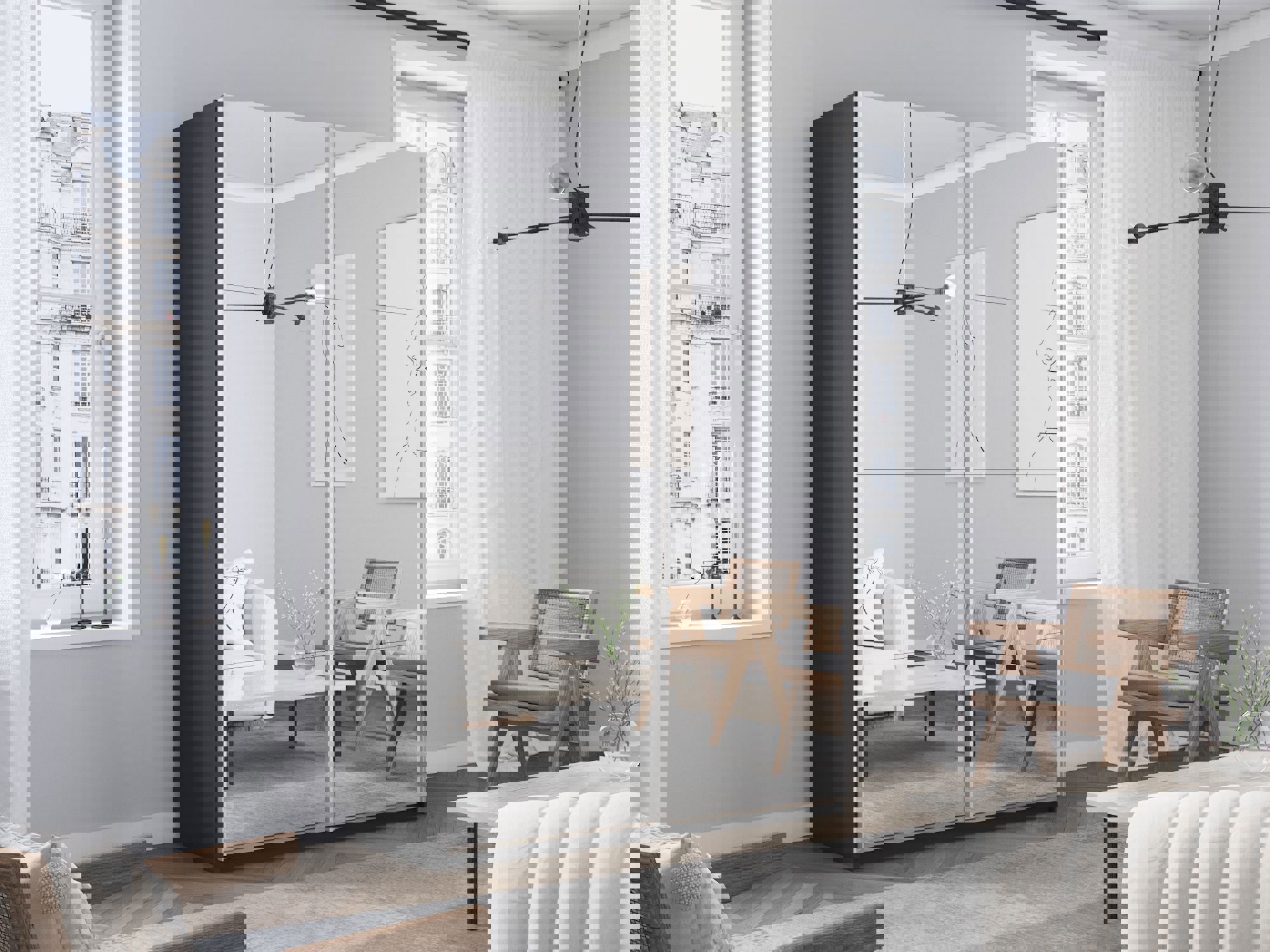 Изображение товара Шкаф-купе Мебельная Компания Е1 серый 2 дверный 230x160x57 см