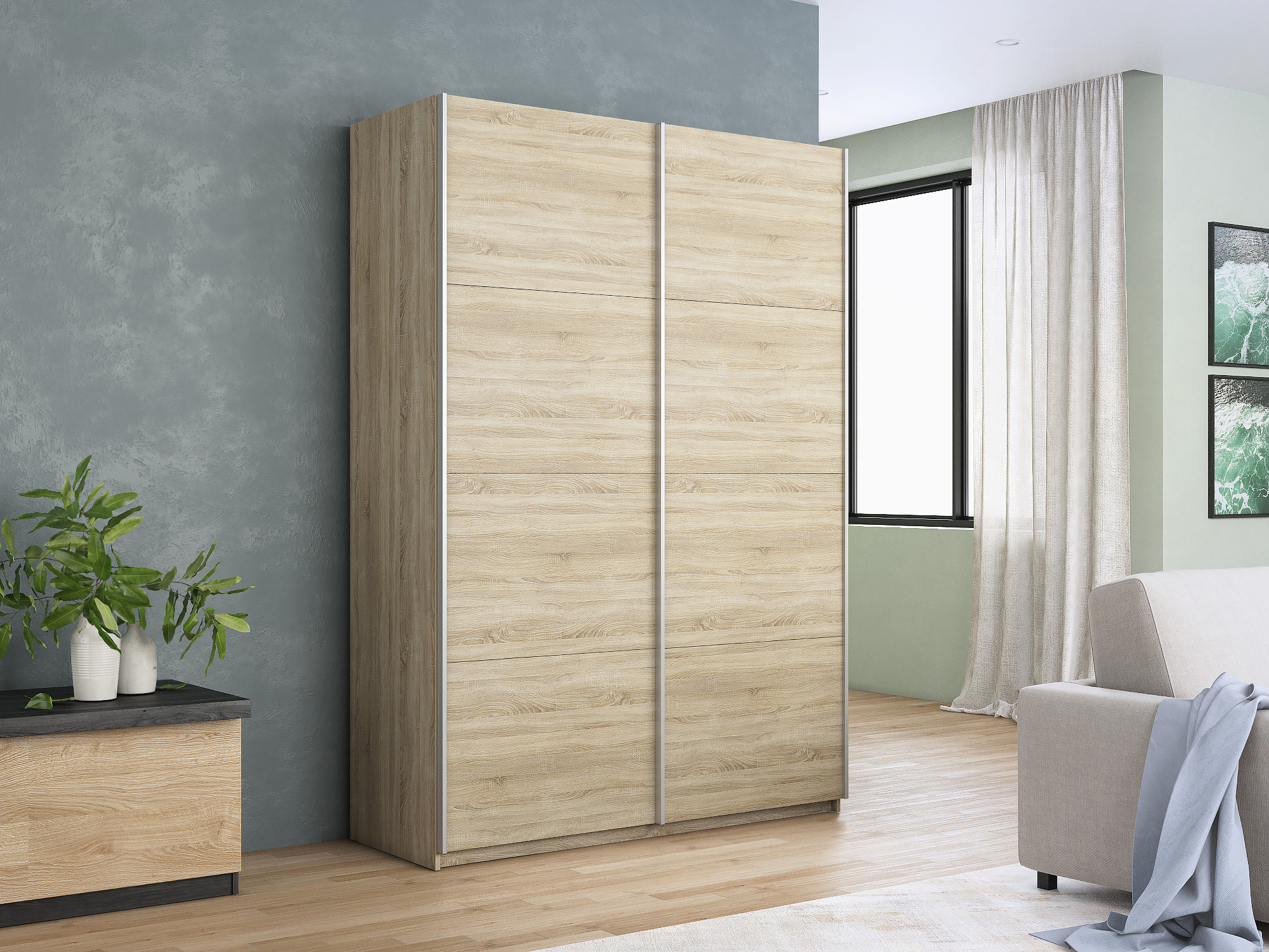Изображение товара Шкаф-купе Прайм 120x230 см с 7 полками и раздвижными дверьми