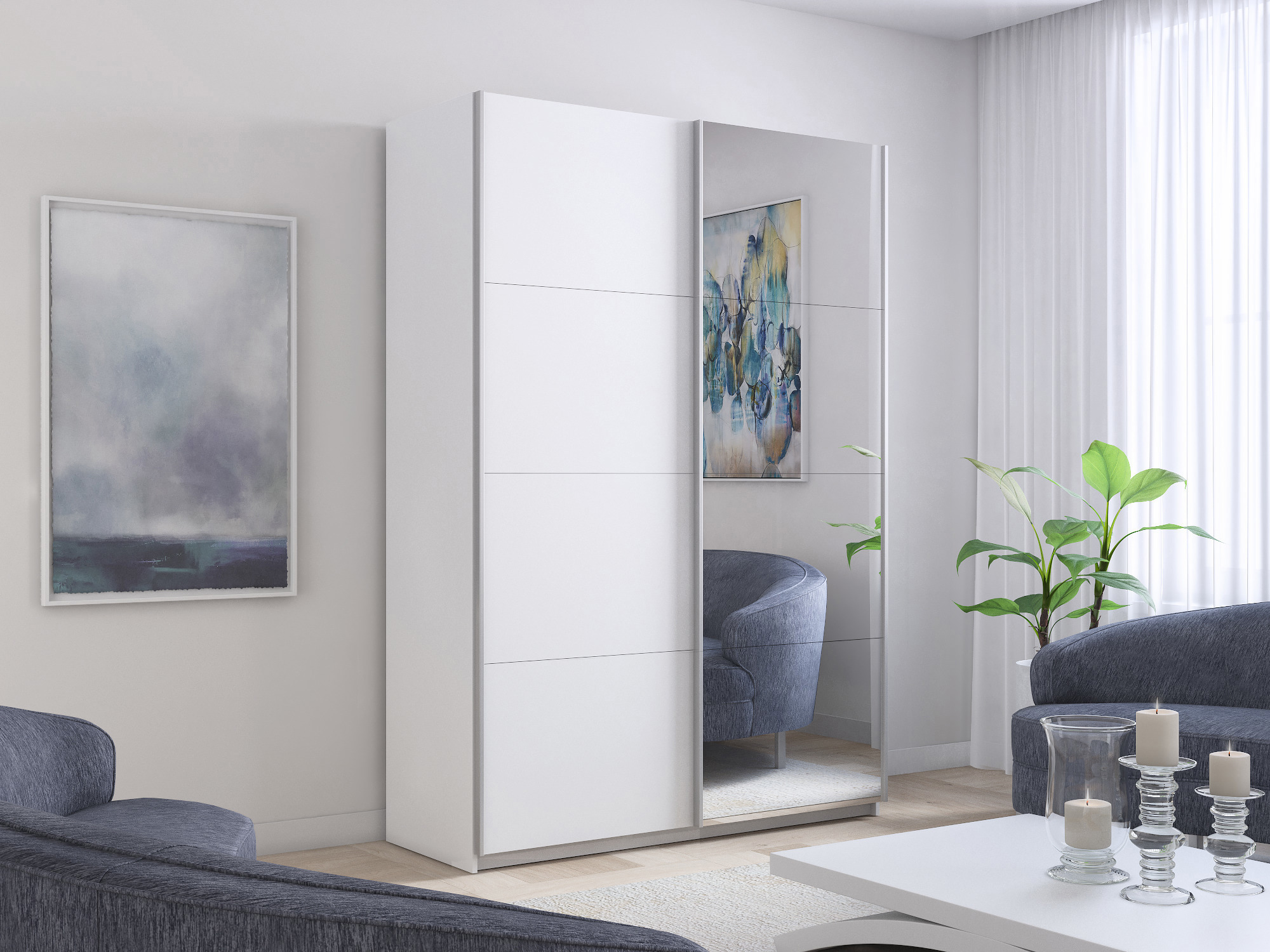 Изображение товара Шкаф-купе серии Прайм 2 дверный 140x230 см с зеркалом и 7 полками Изображение товара Шкаф-купе серии Прайм 2 дверный 140x230 см с зеркалом и 7 полками