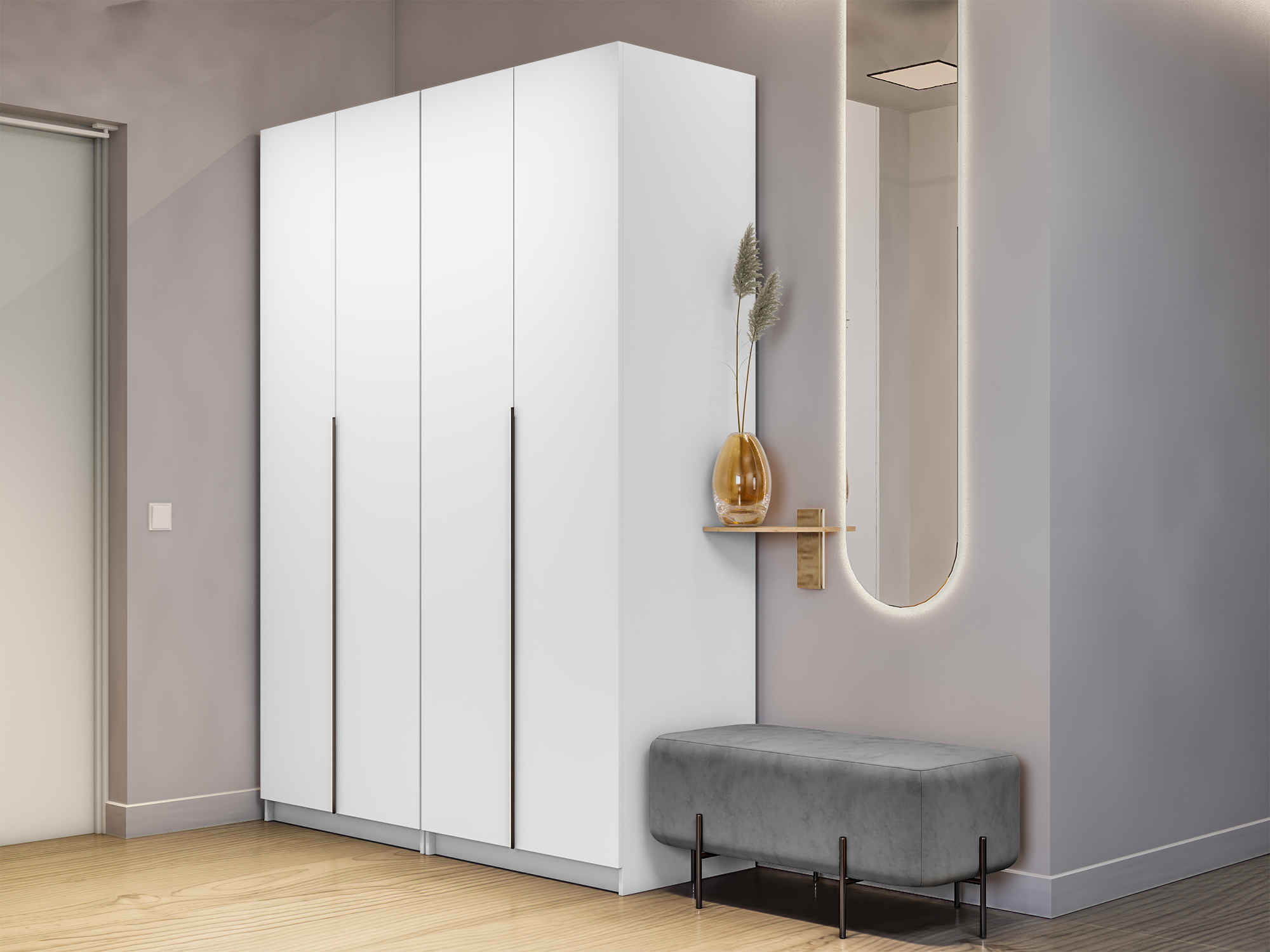 Изображение товара Шкаф распашной Мебельная компания е1 WingLine белый снег 162x220 см