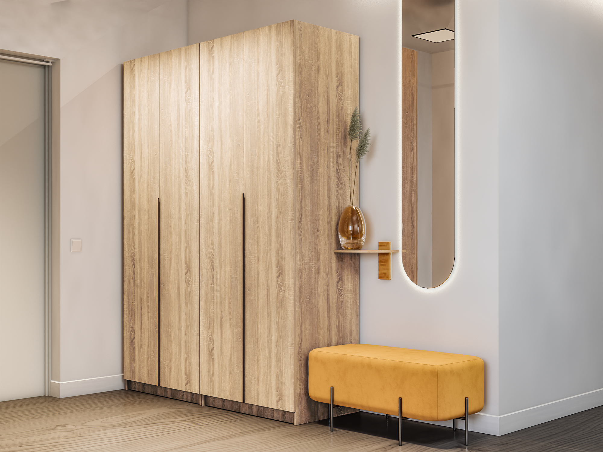 Изображение товара Шкаф распашной Мебельная компания е1 LCKS2_G_2M1_1600_S 162x220x52.5 см ЛДСП цвет сонома