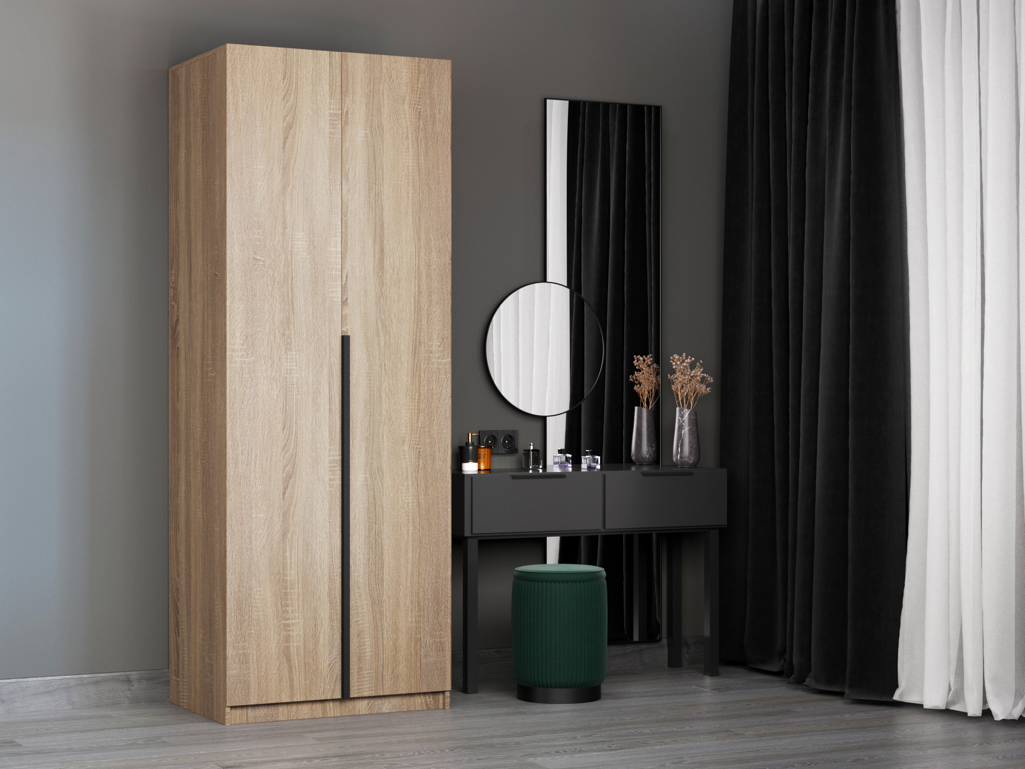 Изображение товара Шкаф распашной Мебельная компания е1 81x220 см ЛДСП сонома современный