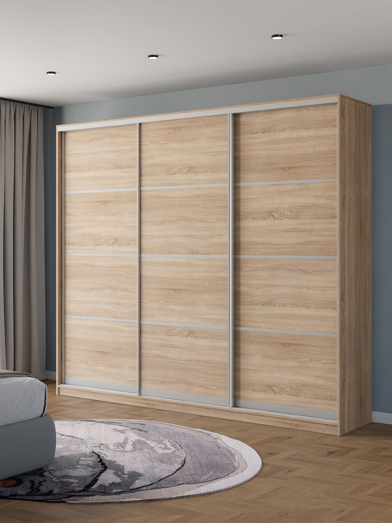 Изображение товара Шкаф-купе Клевер Атина 240x270х45 см 9 полок ЛДСП цвет дуб сонома