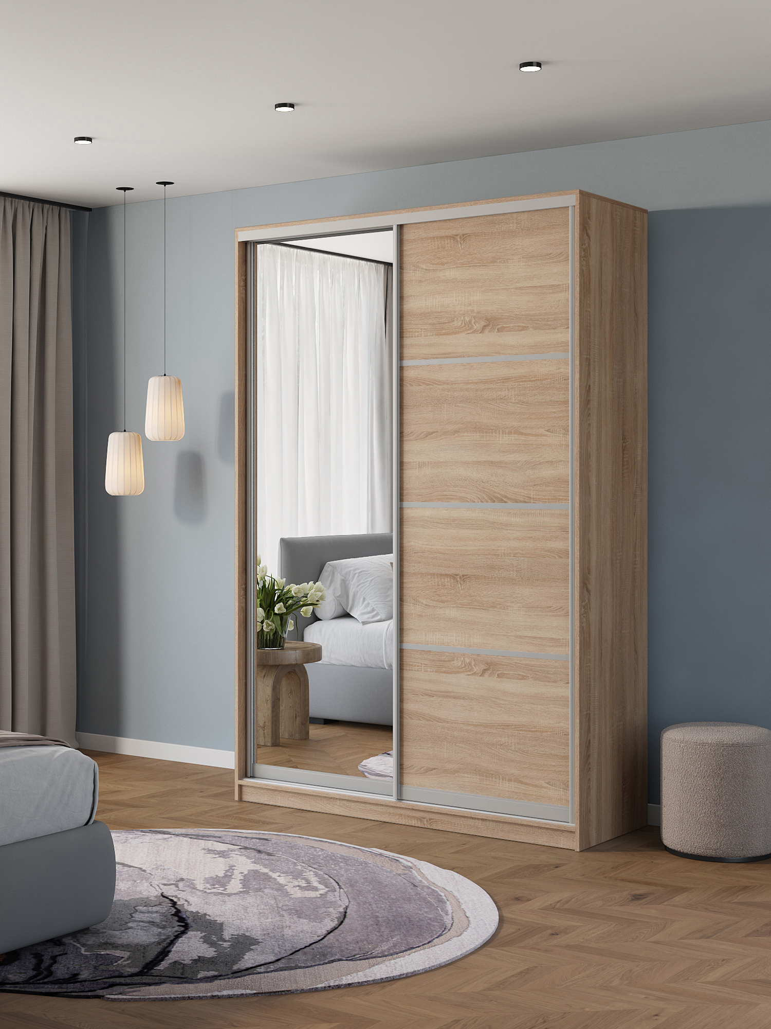 Изображение товара Шкаф-купе Клевер Атина с зеркалом 240x160x65 см Изображение товара Шкаф-купе Клевер Атина с зеркалом 240x160x65 см