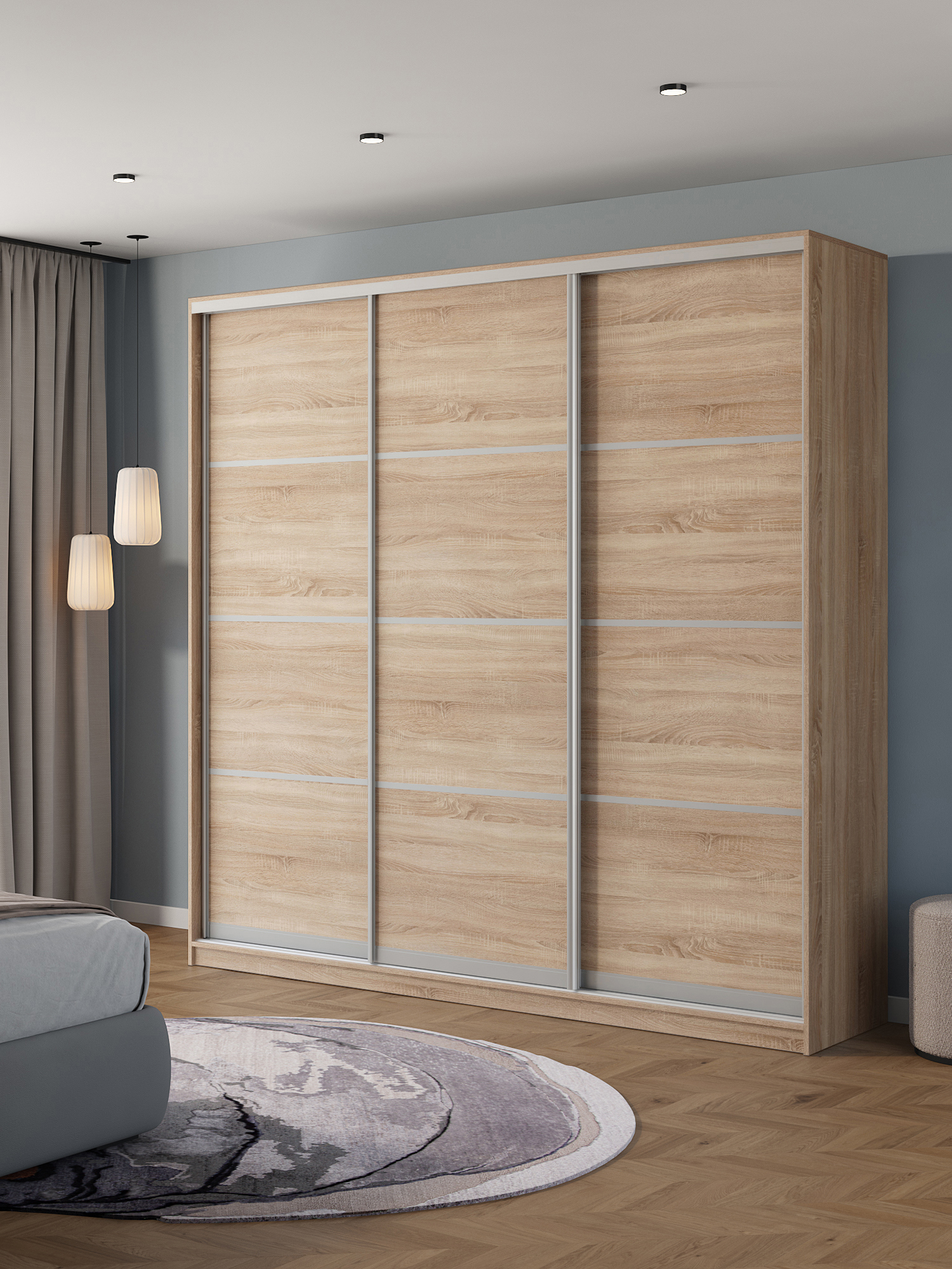 Изображение товара Шкаф-купе Клевер Атина 240x250 см с 9 полками и зеркалом