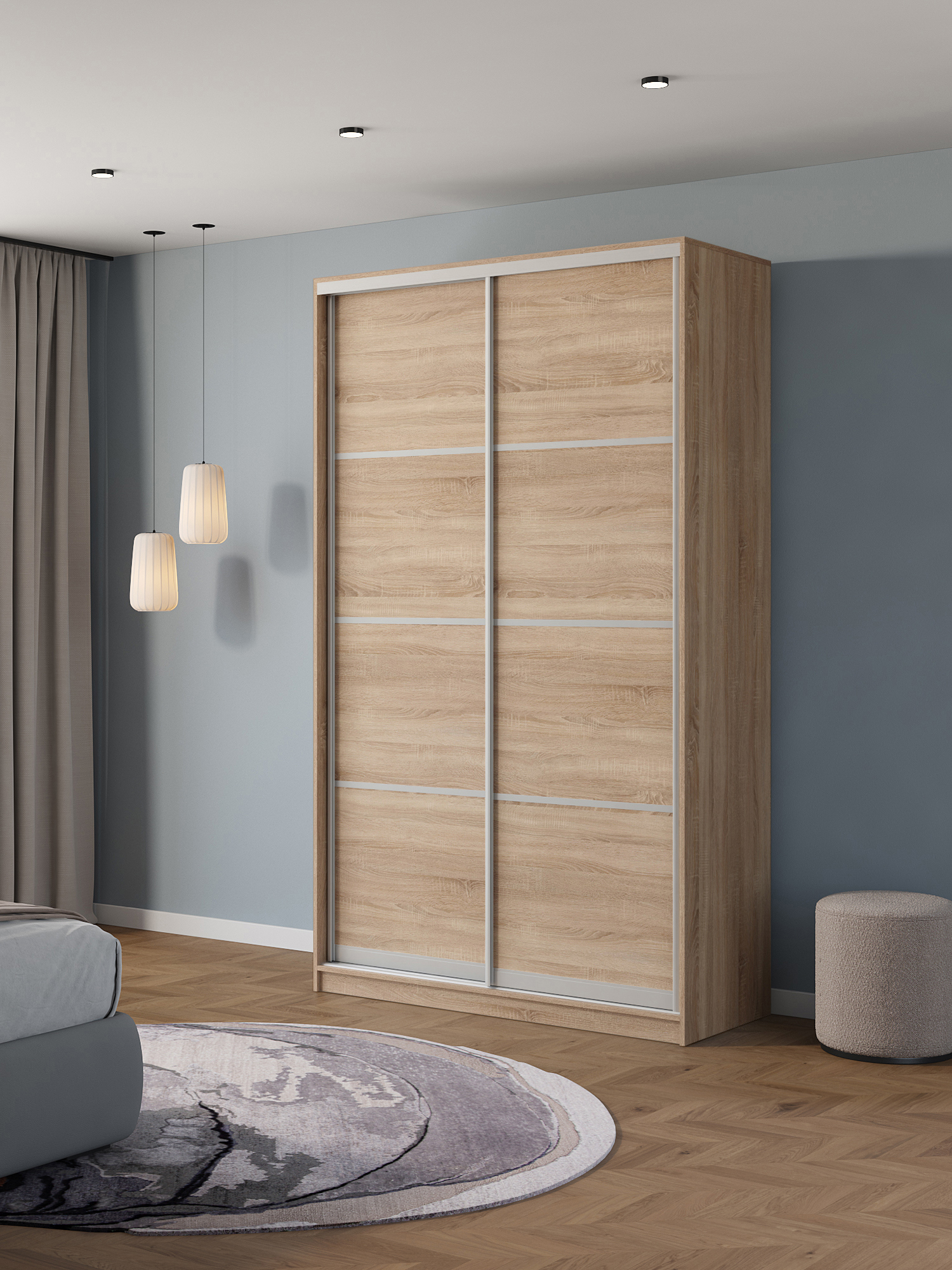 Изображение товара Шкаф-купе Клевер Атина 240x120x65 см 6 полок ЛДСП цвет дуб сонома