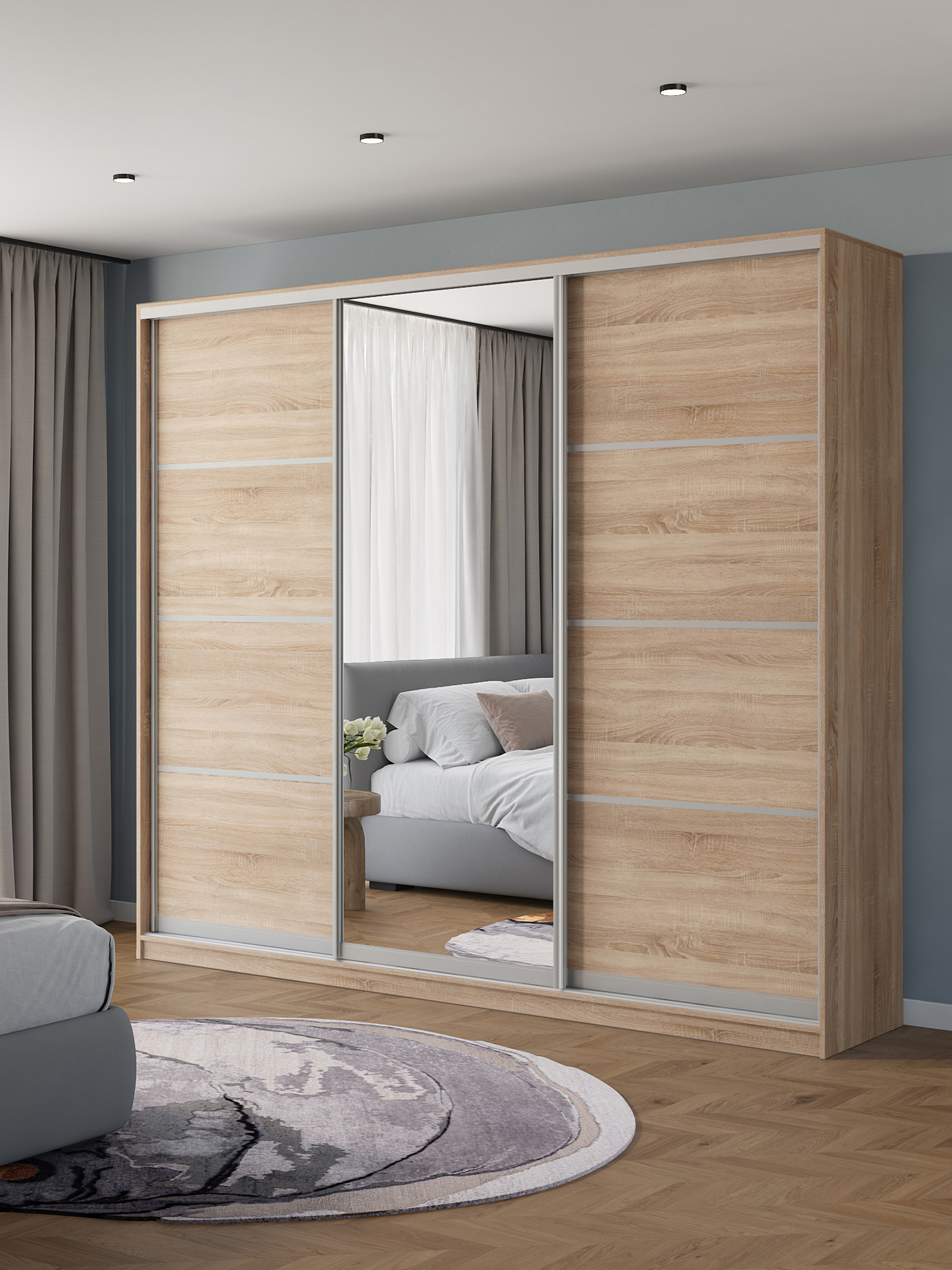 Изображение товара Шкаф-купе Клевер Атина с зеркалом 240х260х58 см