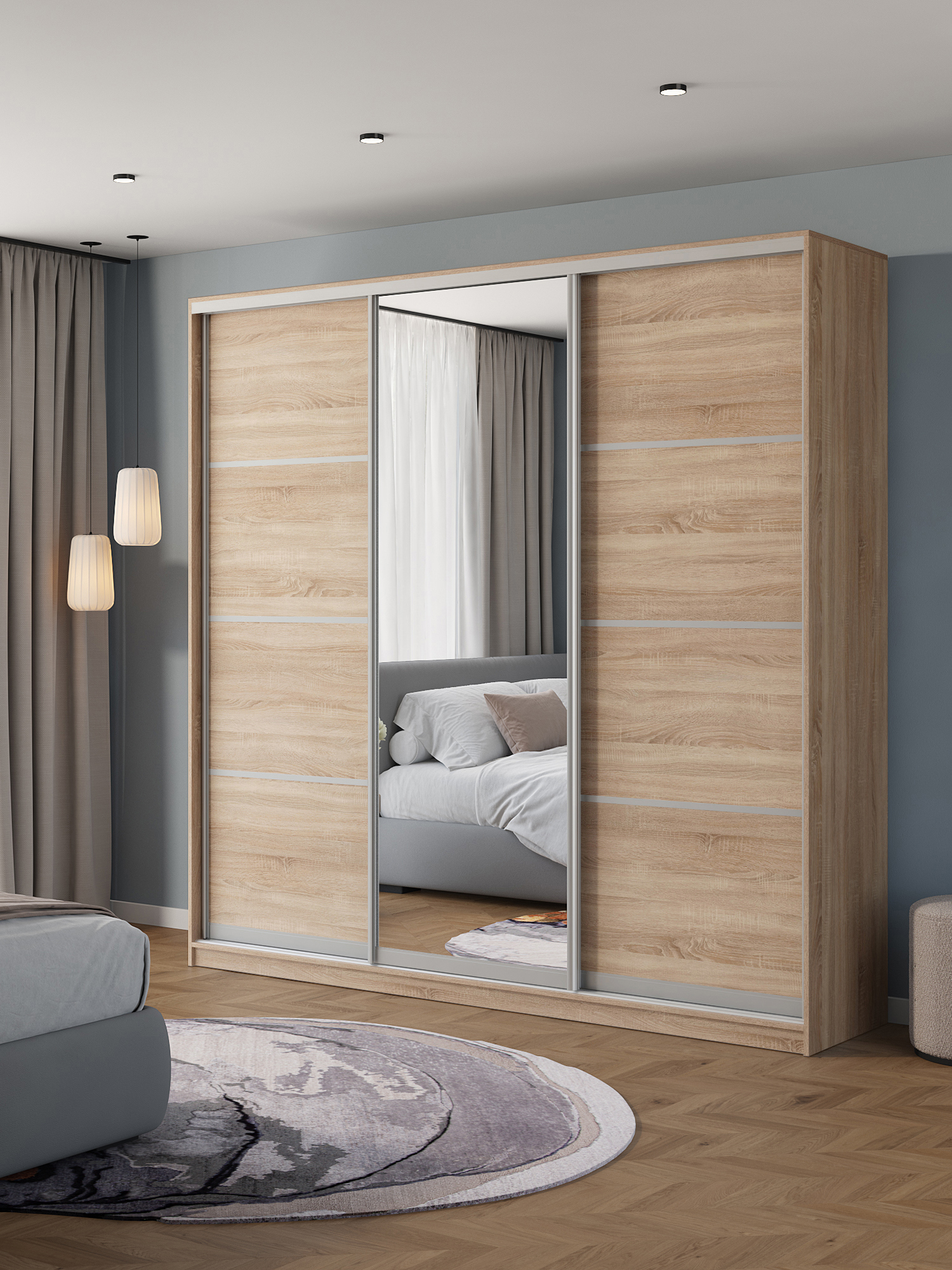 Изображение товара Шкаф-купе Клевер Атина с зеркалом 240x240х58 см