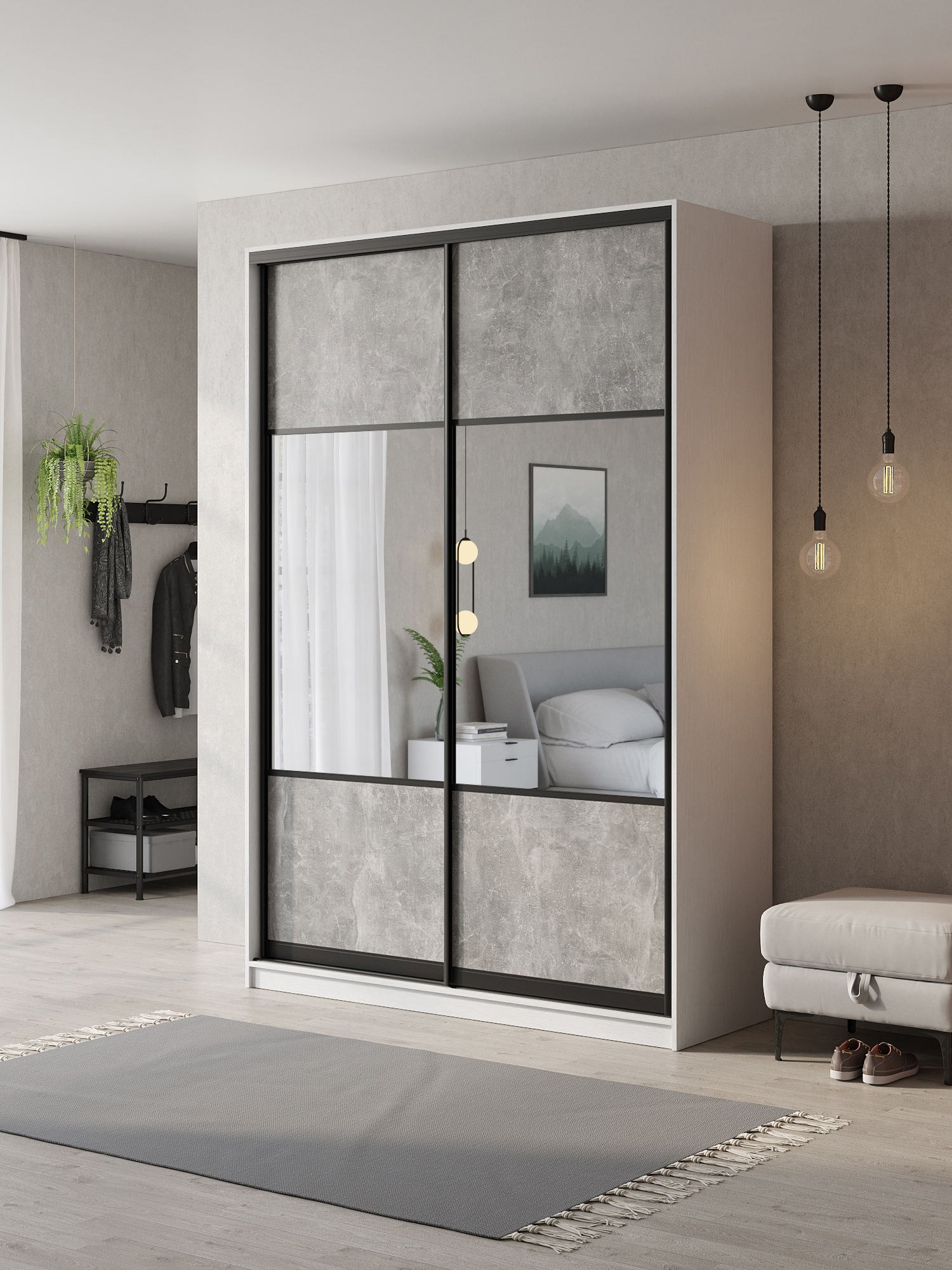 Изображение товара Шкаф-купе Клевер Атина 240x160x58 см с 6 полками Изображение товара Шкаф-купе Клевер Атина 240x160x58 см с 6 полками