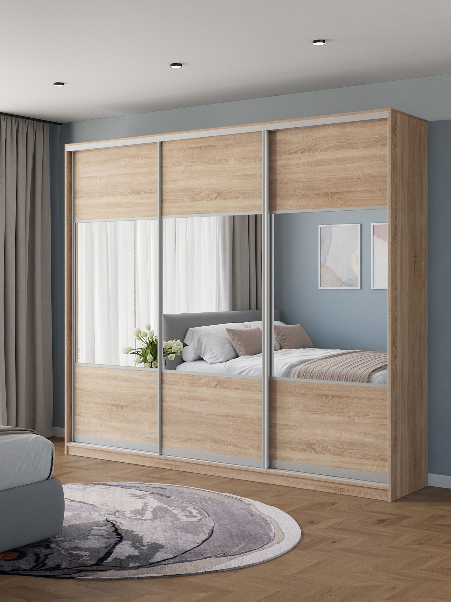 Изображение товара Шкаф-купе Клевер Атина 240x270x45 см Дуб сонома Изображение товара Шкаф-купе Клевер Атина 240x270x45 см Дуб сонома