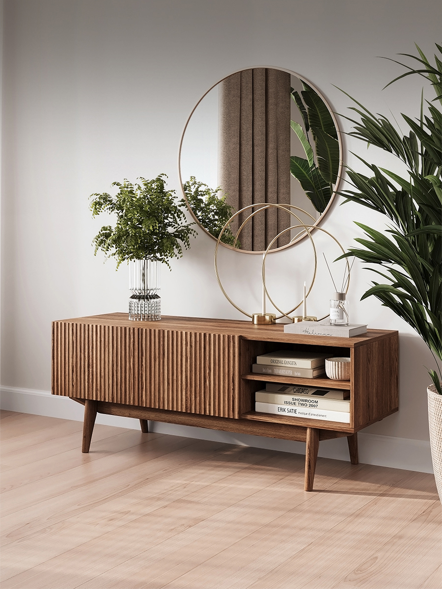 Изображение товара Тумба под телевизор Puzzlemebel Келли коричневый 1200 120x47x35 см ЛДСП цвет коричневый