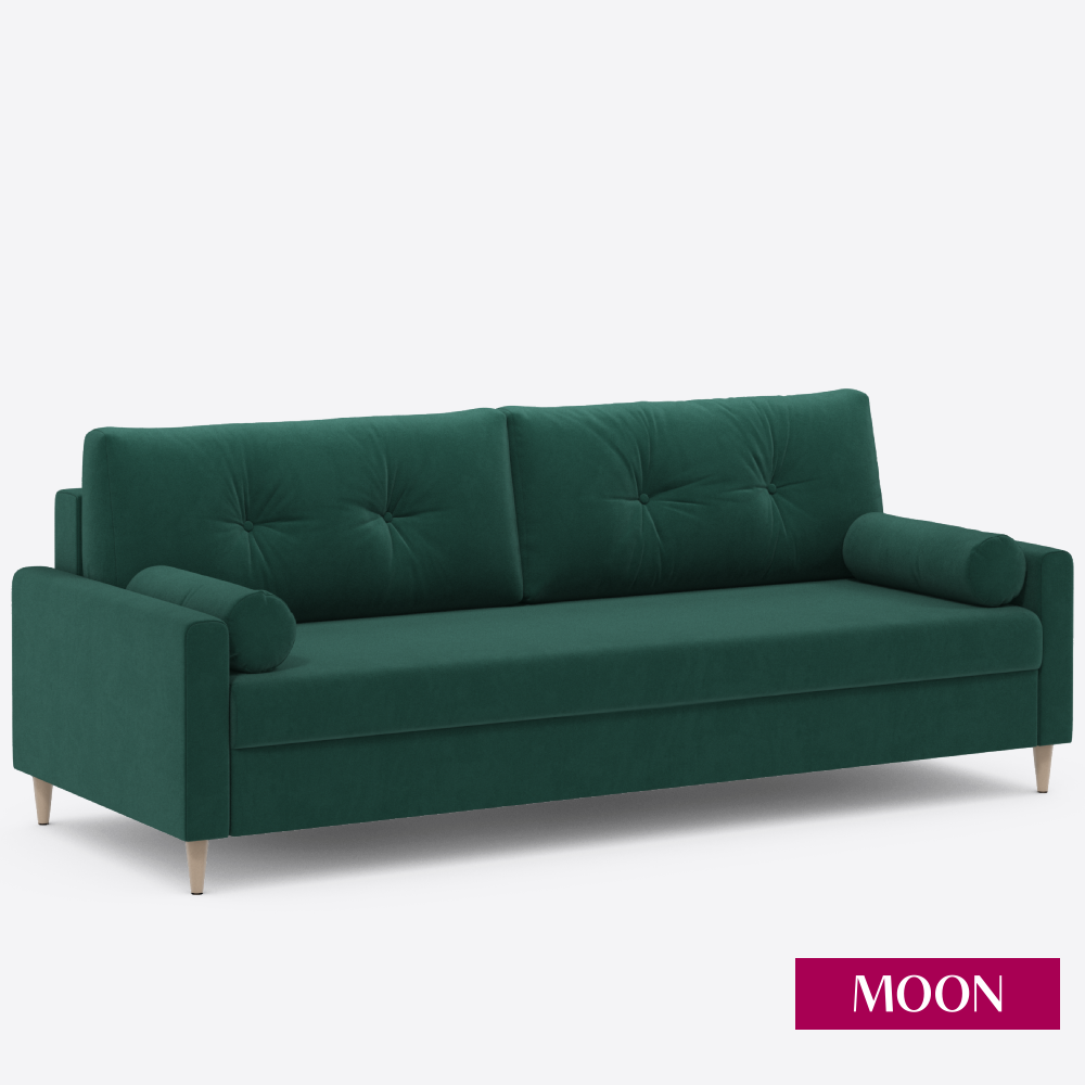 Изображение товара Диван раскладной Moon family 146 223x85x94 см велюр цвет изумрудный