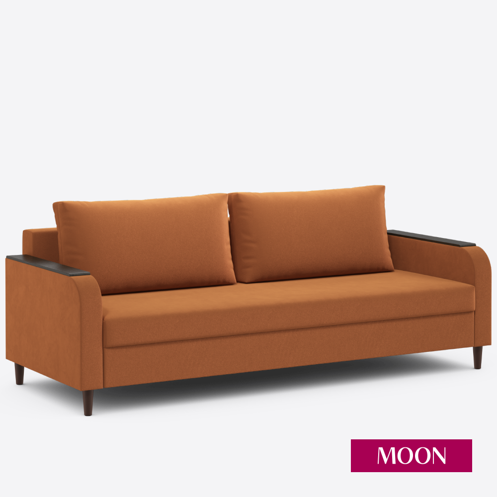 Изображение товара Диван раскладной Moon family 144 224x89x96 см оранжевый велюр современный стиль