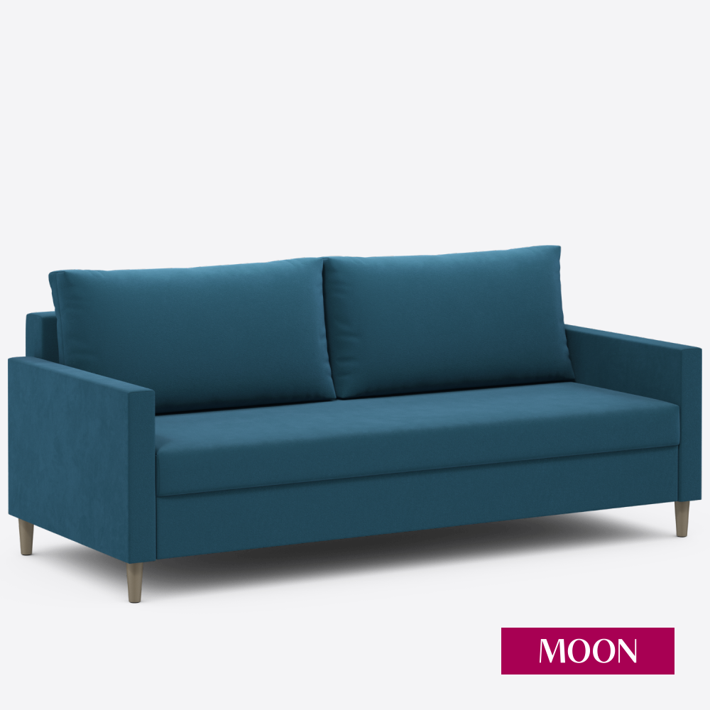 Изображение товара Диван раскладной MOON FAMILY 133 с велюром синего цвета современный стиль
