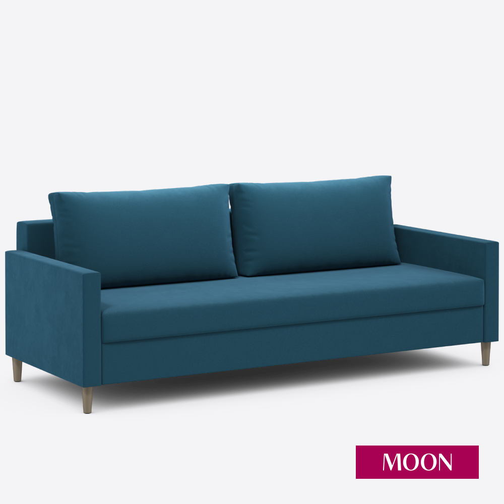 Изображение товара Диван раскладной Moon family 133 218x89x96 см велюр синий современный стиль