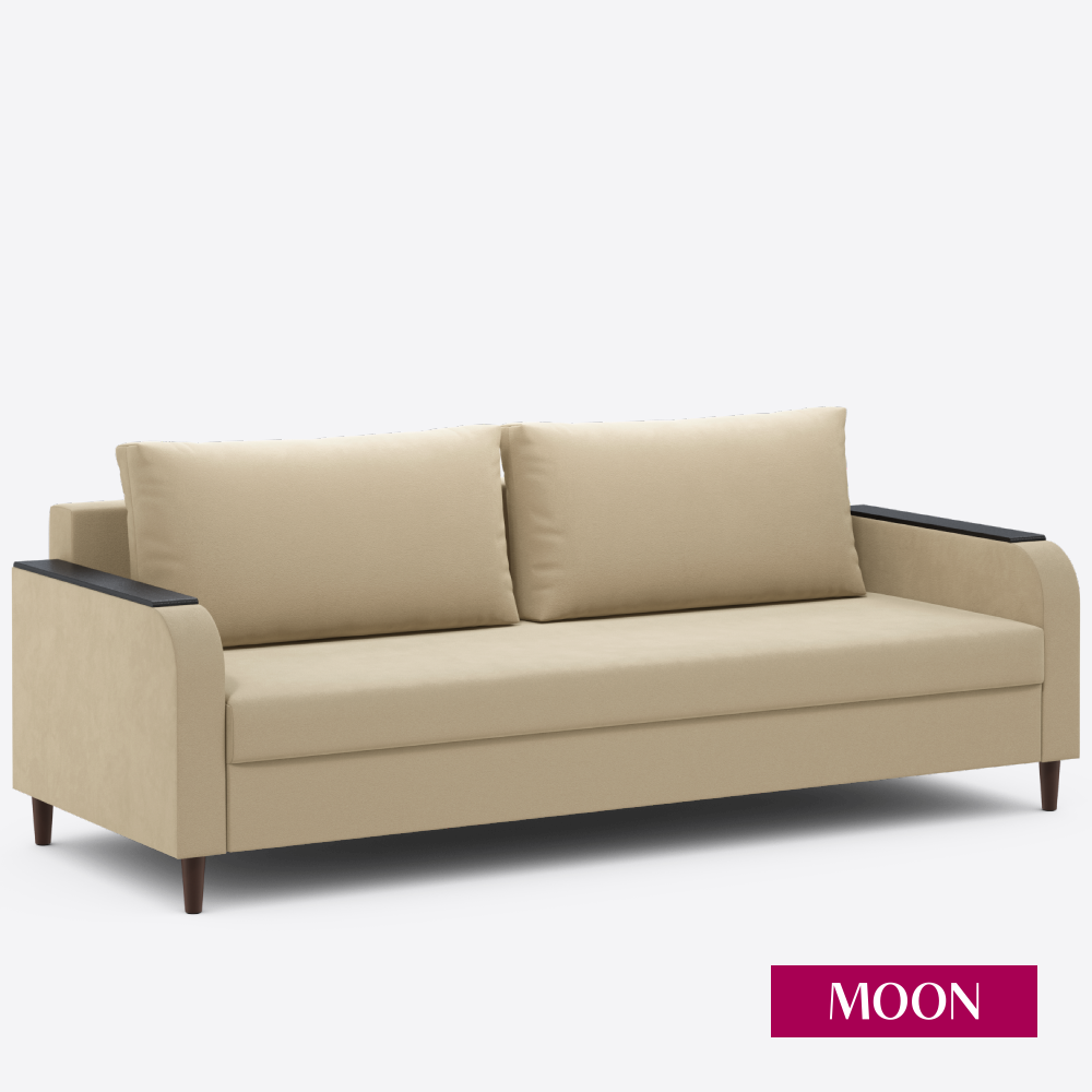 Изображение товара Диван раскладной Moon family 144 224x89x96 см велюр бежевый современный стиль