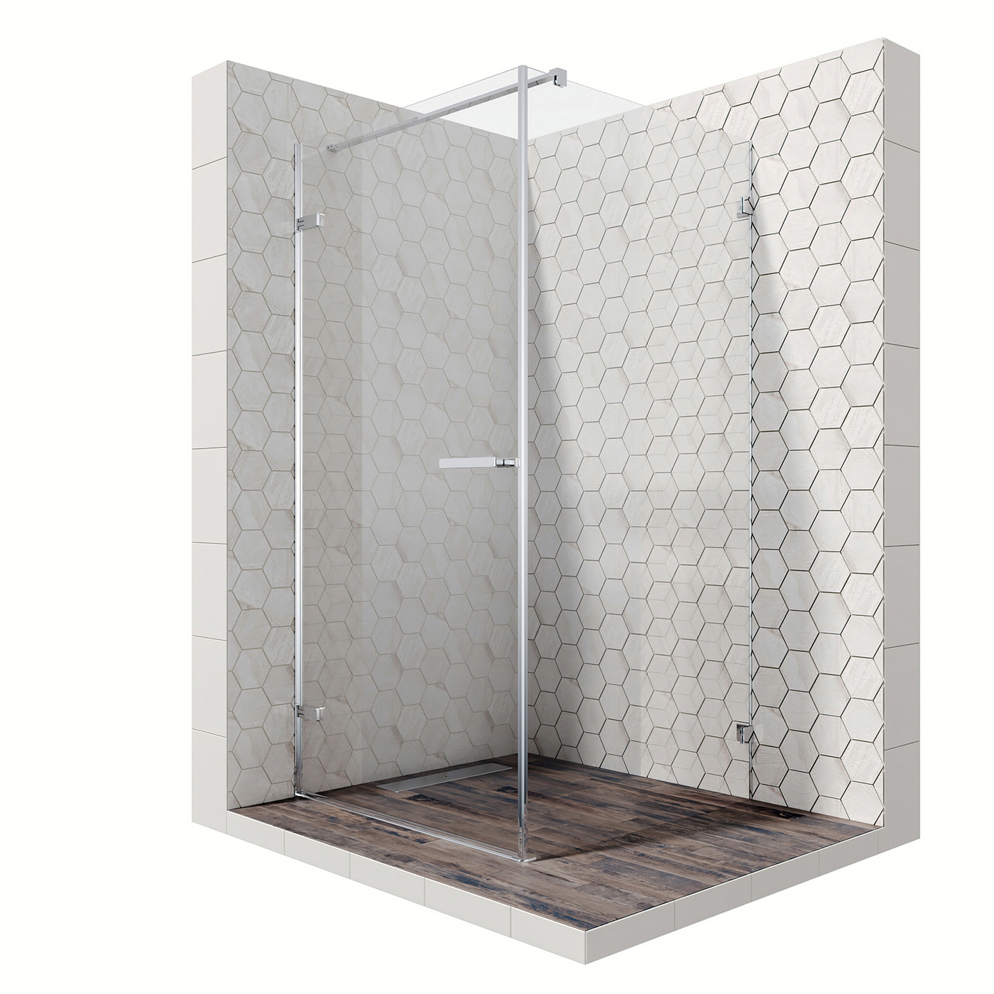 Изображение товара Душевая перегородка Ambassador Abner 10011102L 1000x1000x2000 см прозрачное глянцевое стекло