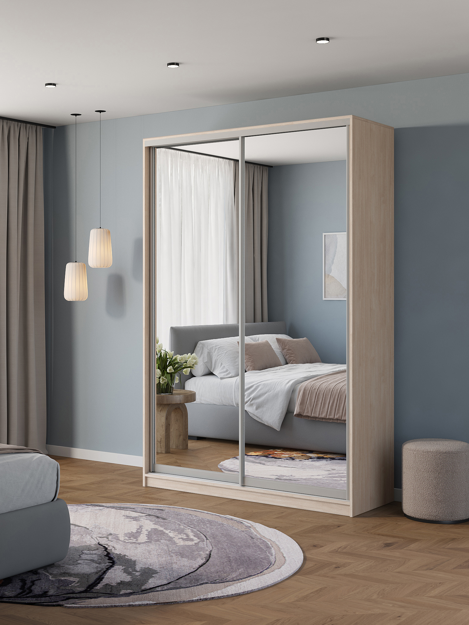 Изображение товара Шкаф-купе Клевер Атина 240x150x50 см с зеркалом Изображение товара Шкаф-купе Клевер Атина 240x150x50 см с зеркалом