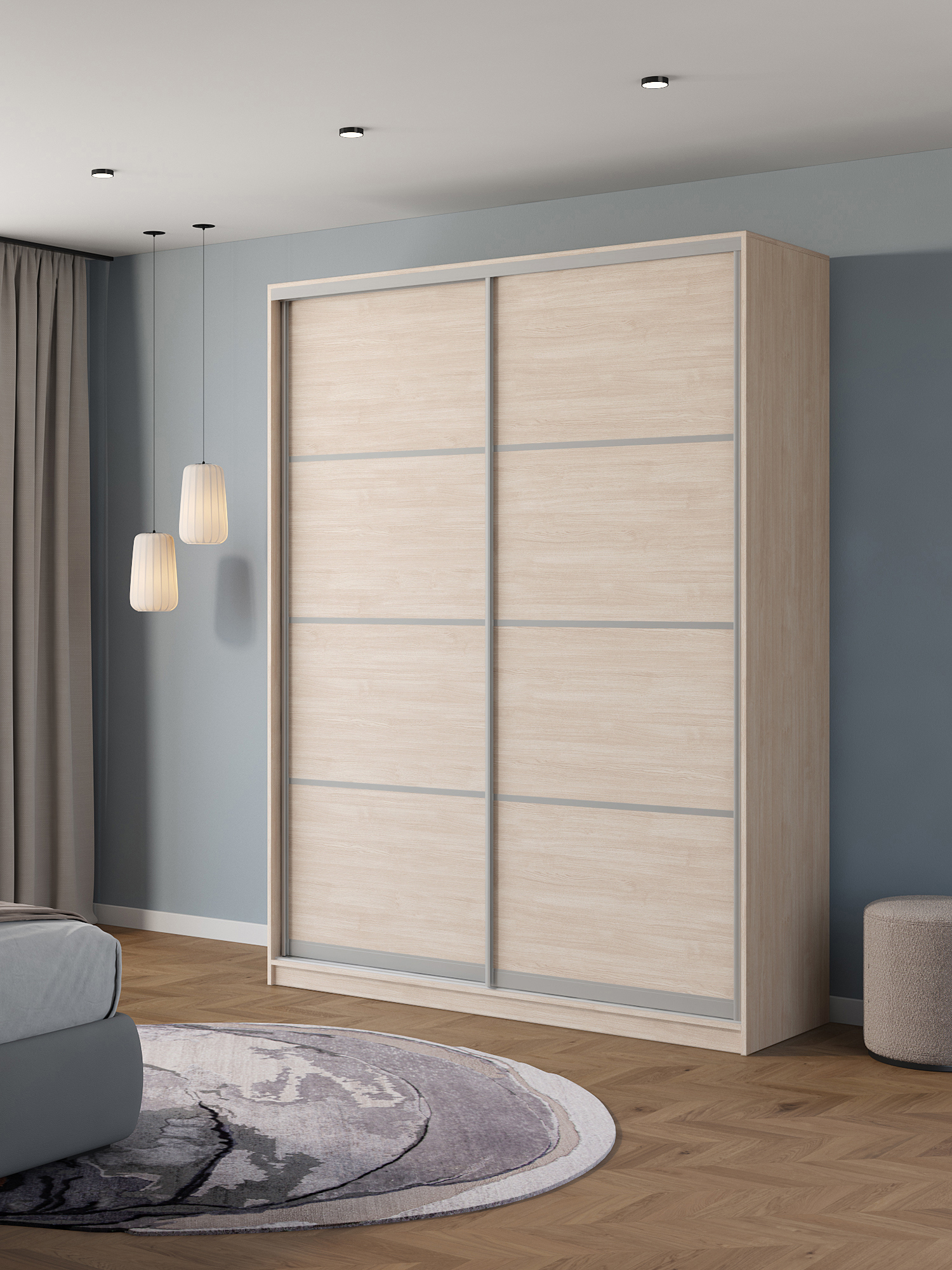 Изображение товара Шкаф-купе Клевер Атина 2 двери 240x180x45 см ламинированное ЛДСП светлый шамони