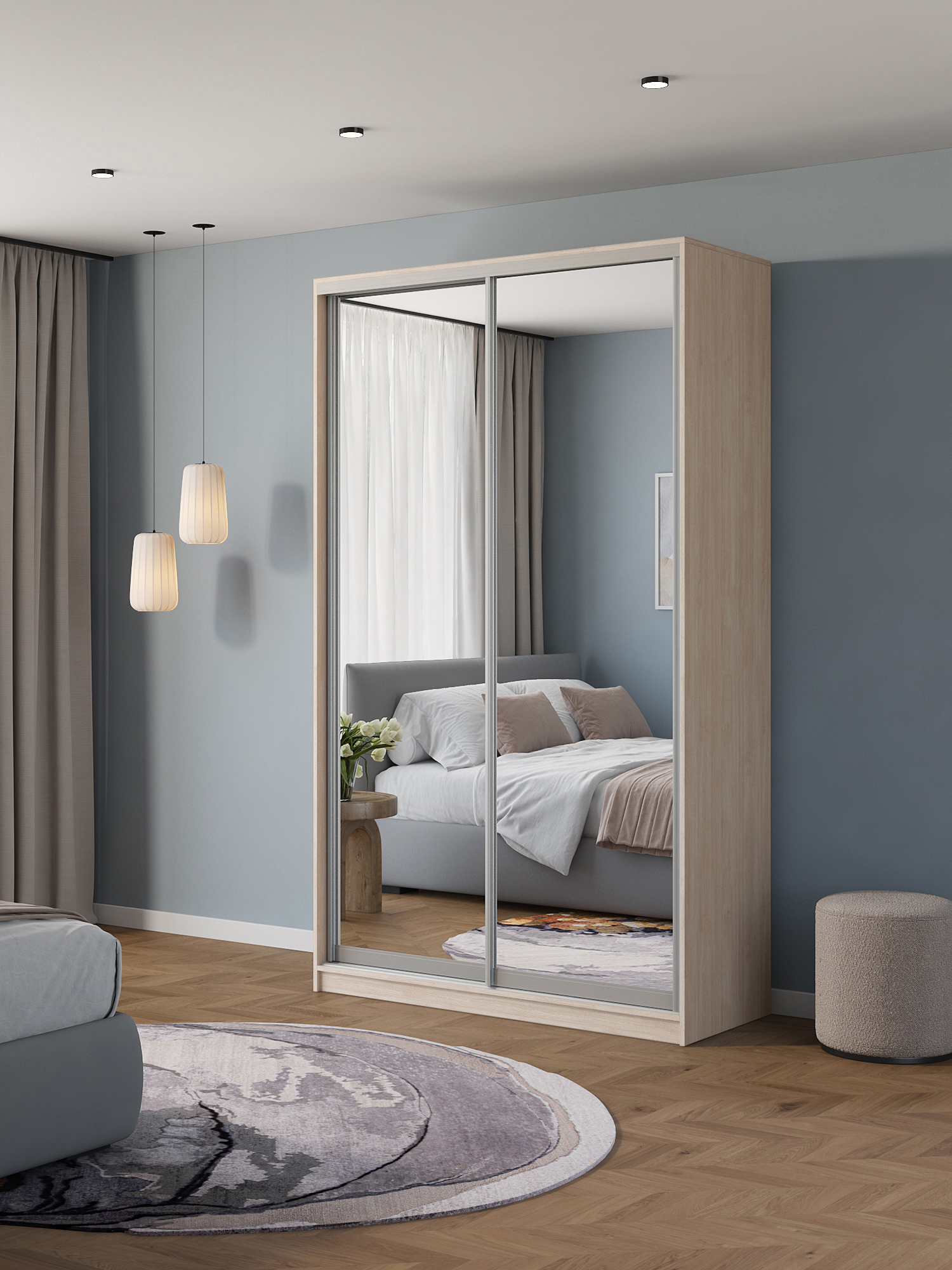 Изображение товара Шкаф-купе Клевер Атина 2 двери, 240x120х45 см, ЛДСП, зеркальные элементы