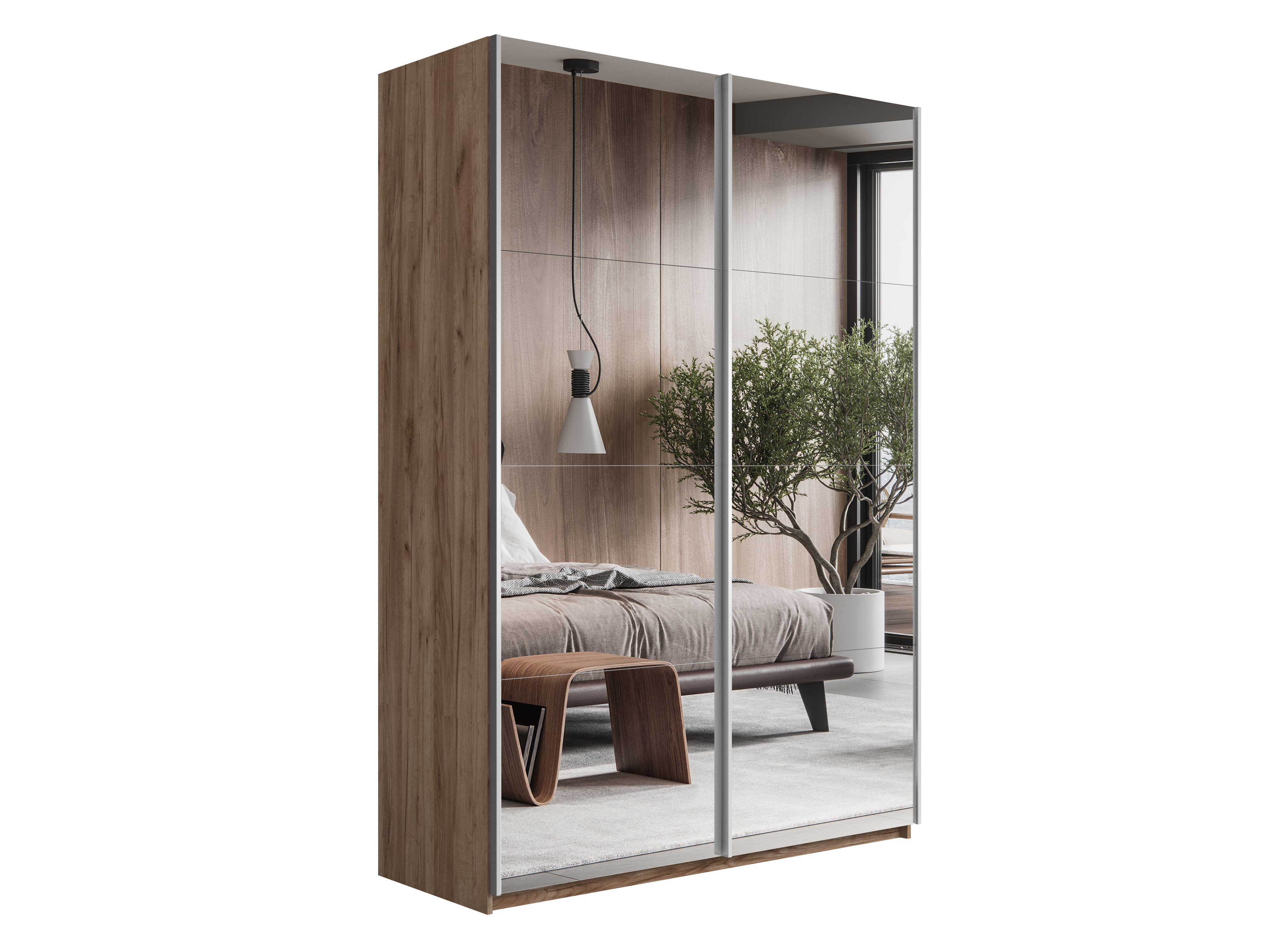 Изображение товара Шкаф-купе Мебельная Компания Е1 2 дверный 230x120x57 см 7 полок ЛДСП цвет крафтовый дуб 1Pzz_120_Kt